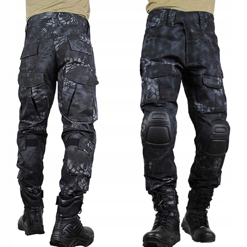 Spodnie taktyczne cargo z ochraniaczami na kolana Rozmiar 44 Czarny Kam