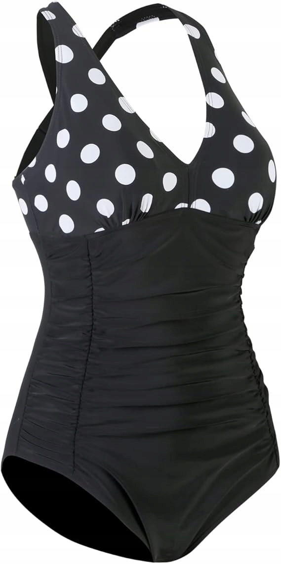 Dámské plavky s puntíky ve vysokém střihu, velikost L