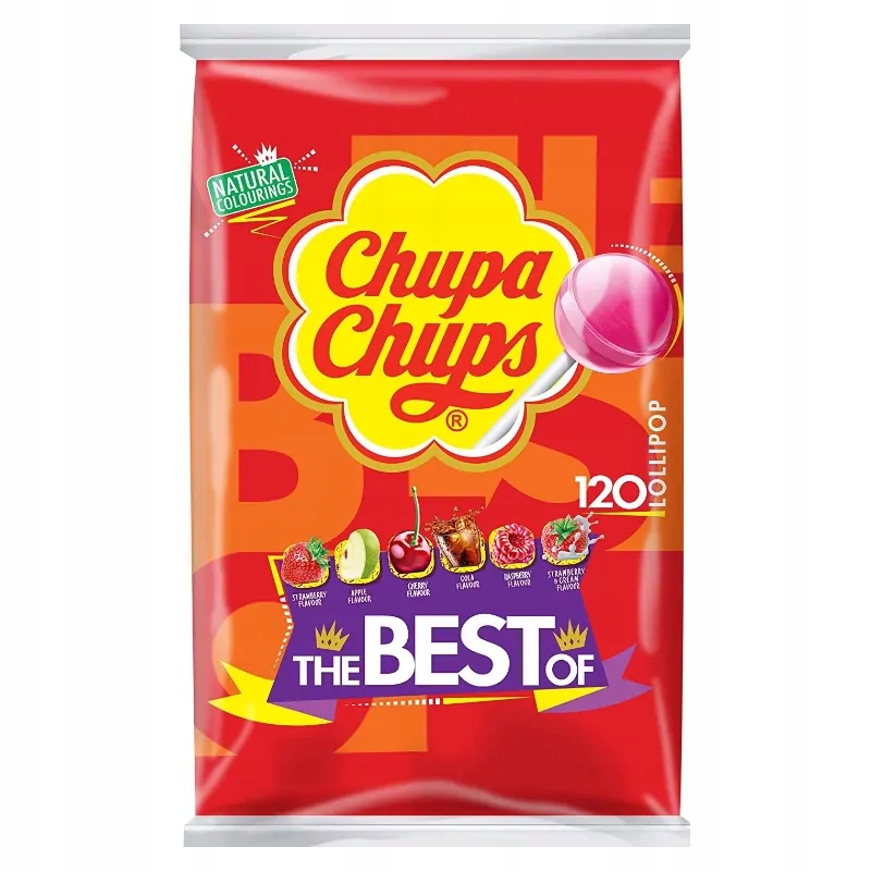 Levně Lízátka Chupa chups 120 kusů 7 příchutí Mix Velké Balení