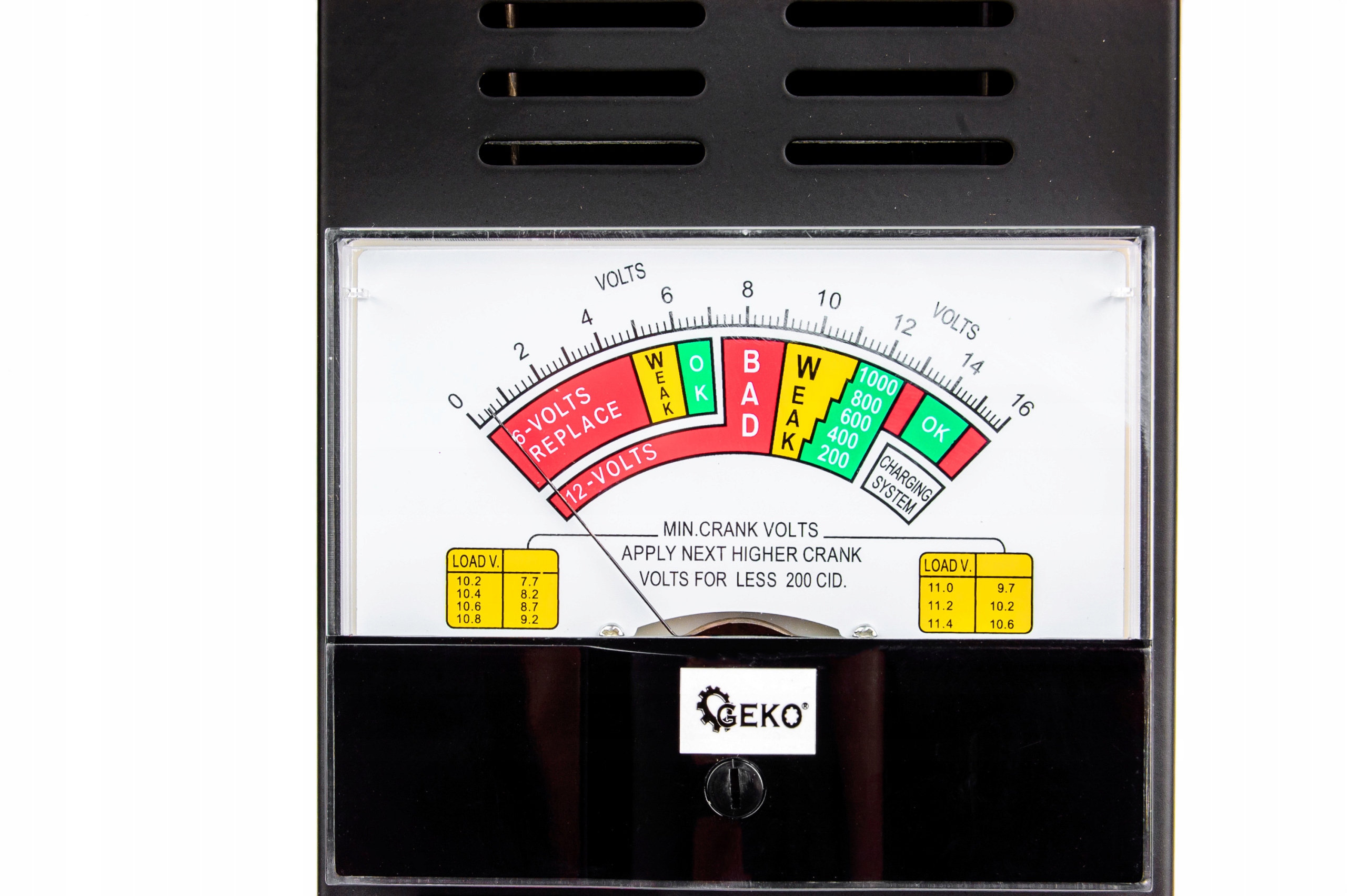 TESTER MIERNIK DO AKUMULATORÓW ANALOGOWY 6V 12V Marka Geko