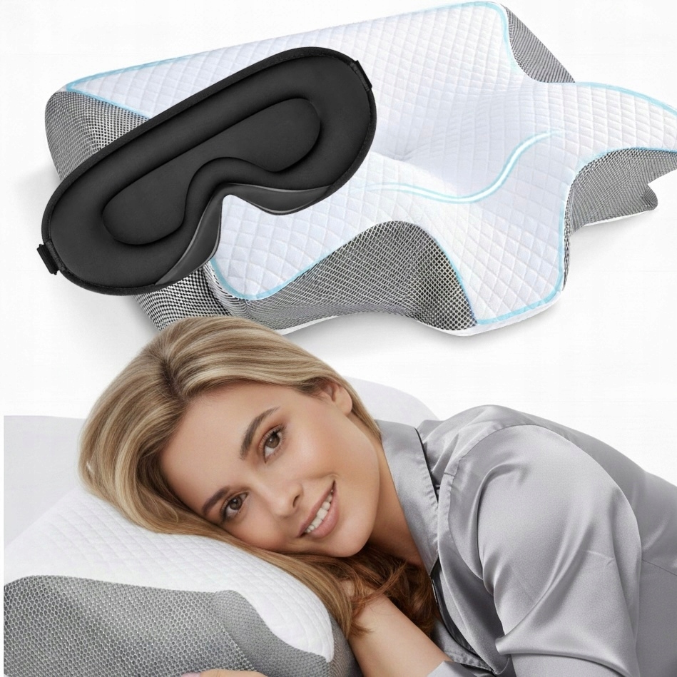 Poduszka Ortopedyczna Do Spania Na Plecach Brzuchu Boku 60x14x40 Opaska 3D