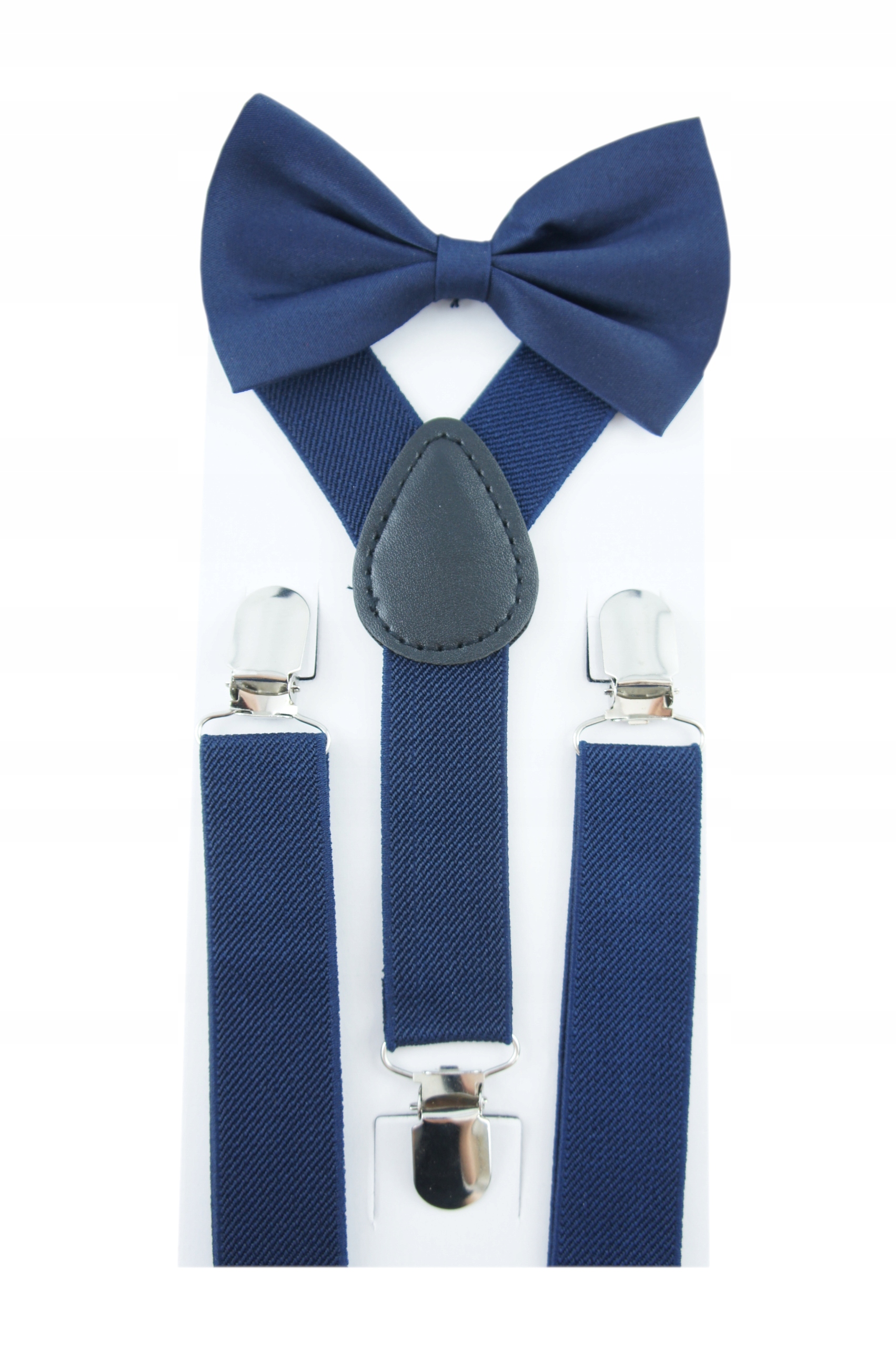 GRANATOWE Szelki i muszka dla chłopca przedszkolaka na występ pokaz