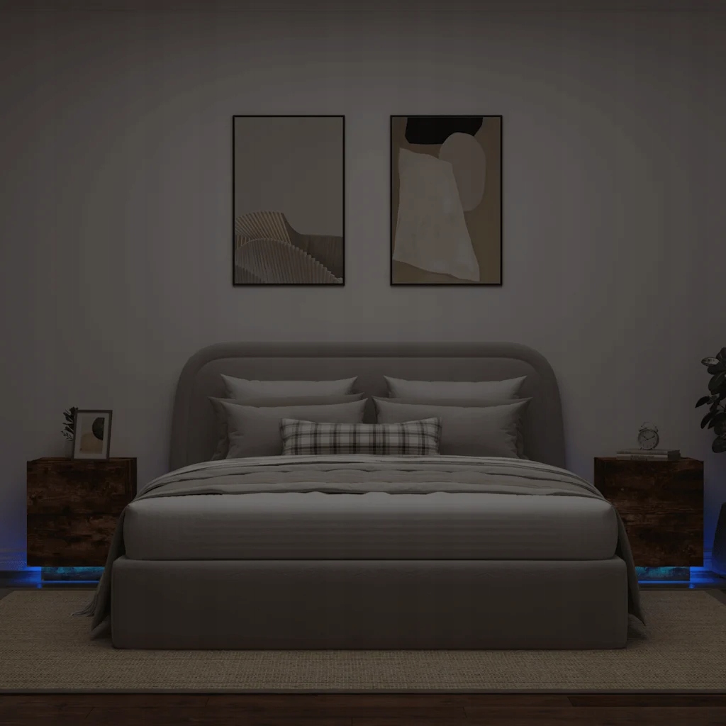 vidaXL Noční stolky s Led osvětlením 2 ks kouřový dub kompozitní dřevo
