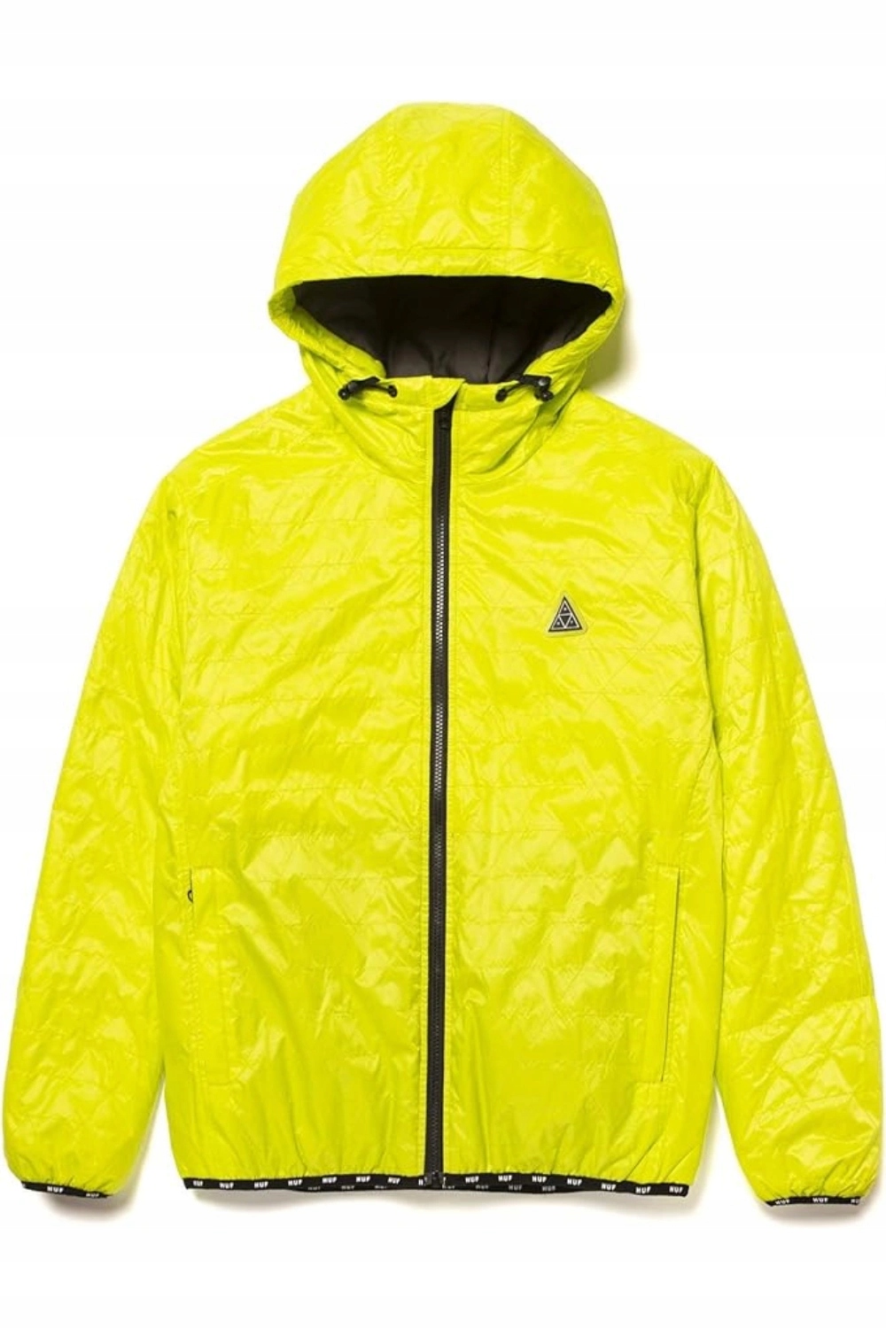 Péřová bunda Huf Polygon Quilted neonově žlutá s prošívanou kapuce vel. M