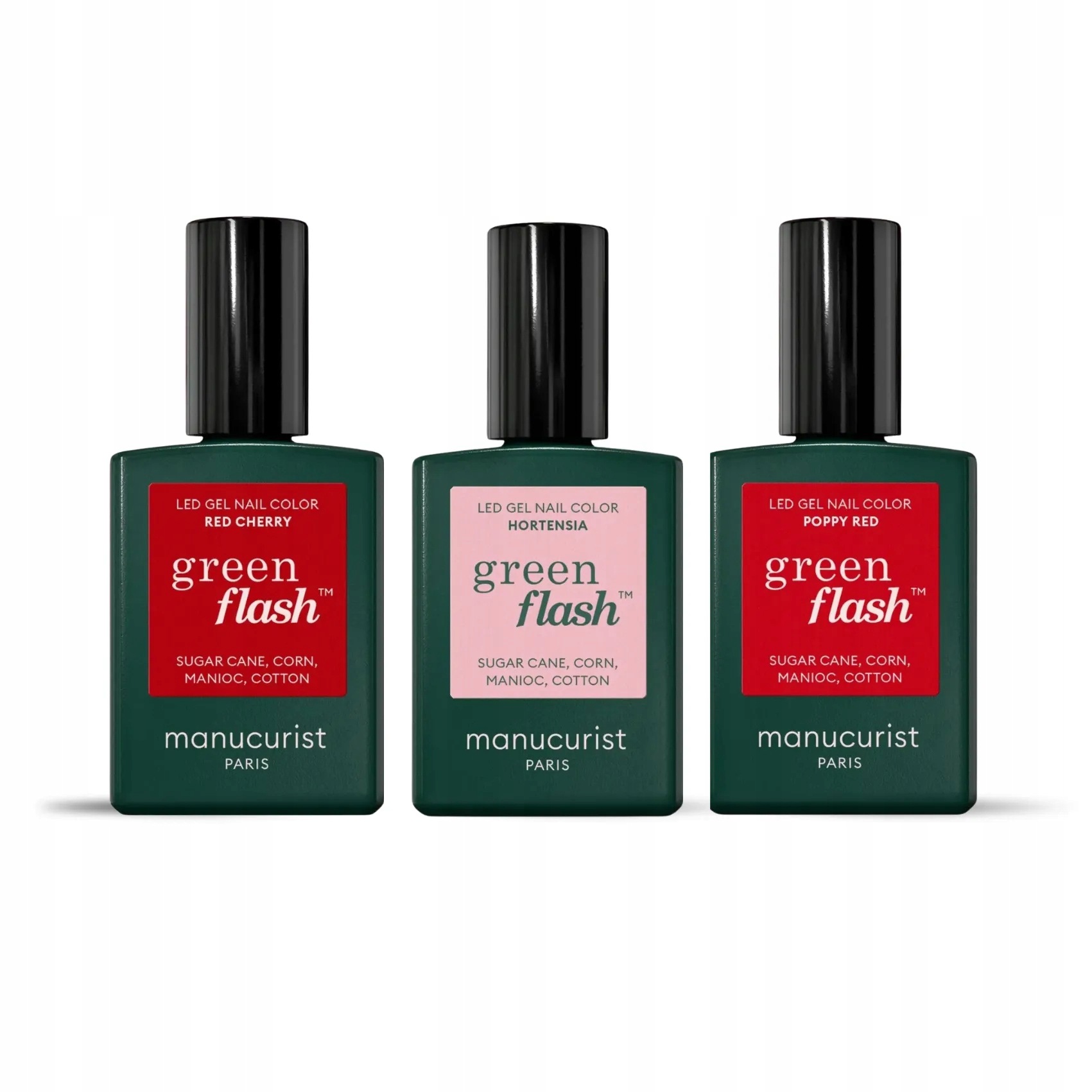 Manucurist Green Flash sada laků Red Cherry Poppy Red Hortencia