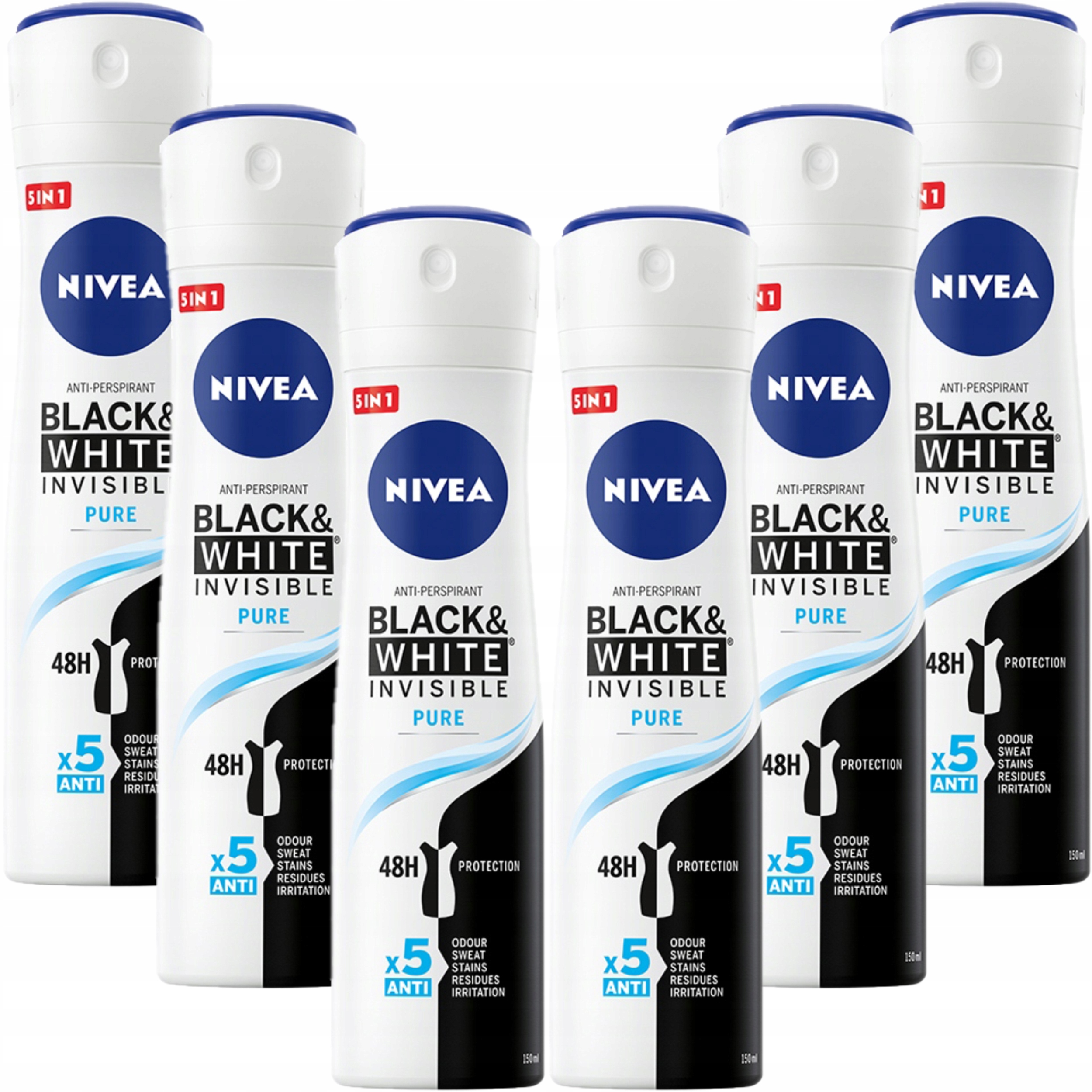 Nivea Antiperspirant B&w Pure 6*150 ml sprej