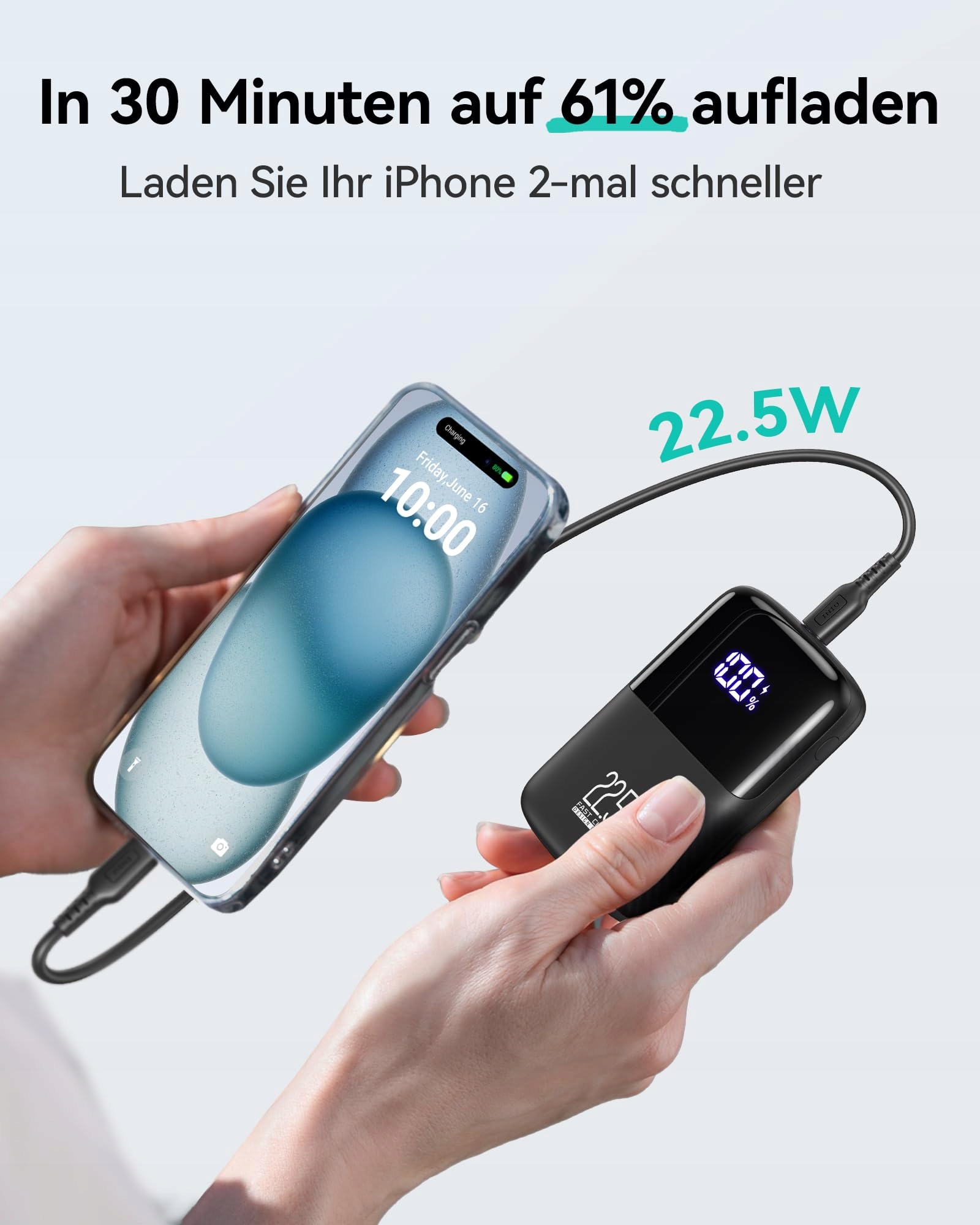 INIU Power Bank 22.5W 10000mAh USB C iPhone Samsung iPad — miniatura 5