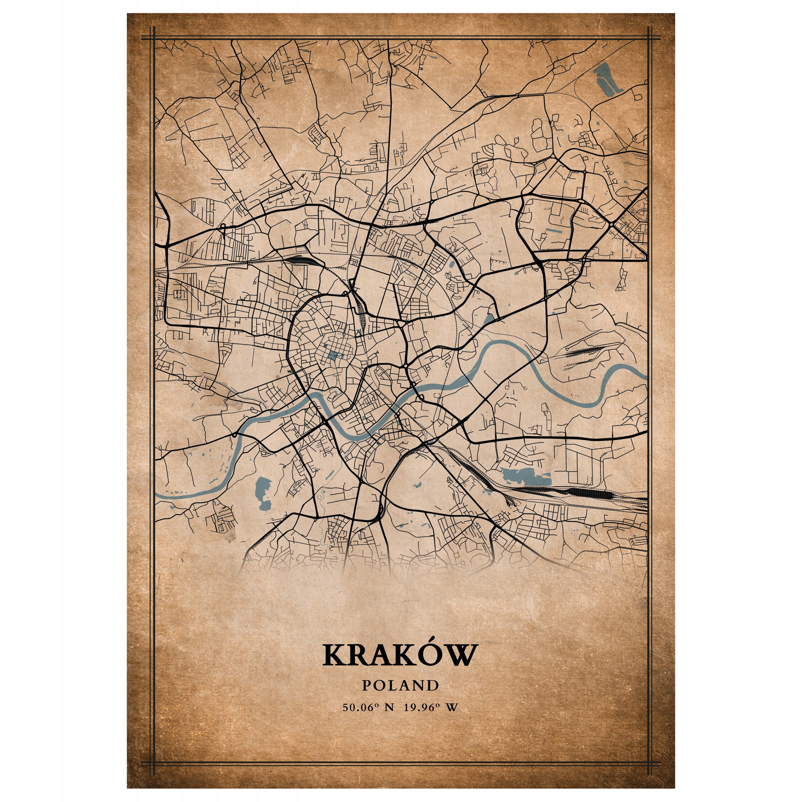 

Plakat Mapa miasta vintage Kraków 50x40cm