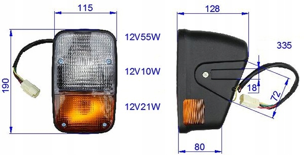 Lampa przednia Toyota 8FD, 12V prawa Numer katalogowy części 565502332171, 565502332071