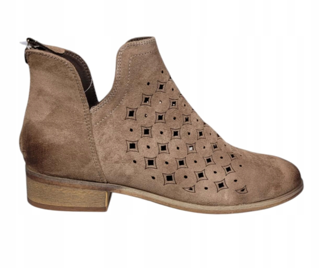 Potocki Kotníkové Boty Ažurové Plochý Podpatek 25-12664BR Hnědé vel. 36