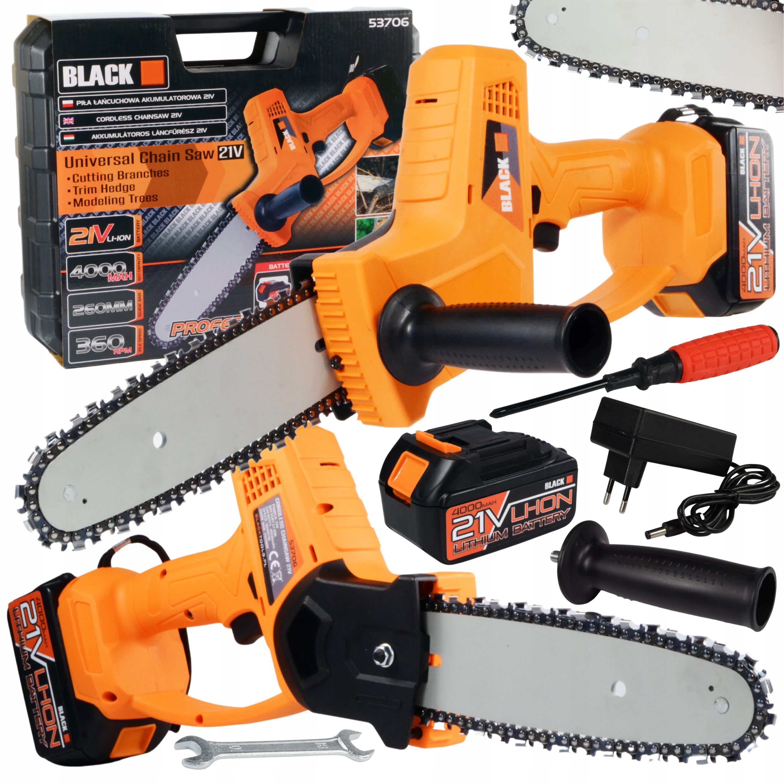

Piła Pilarka Łańcuchowa Akumulatorowa 26CM 21V 4AH