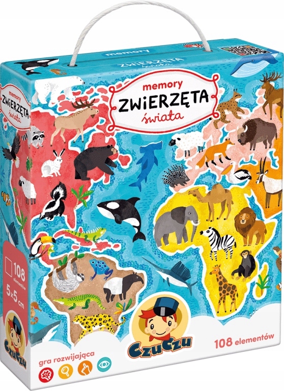 CzuCzu MEMORY 108 elementów ZWIERZĘTA ŚWIATA dla malucha 3+ lat
