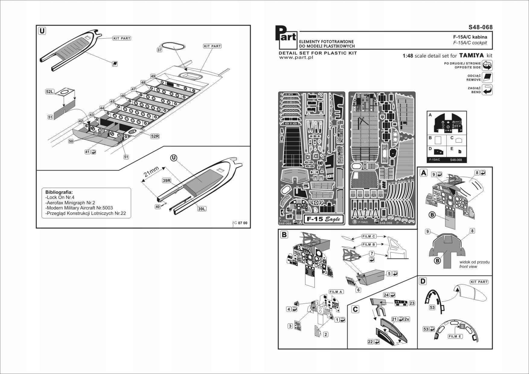 Part S48-068 1/48 F-15 A/c kabina (Tamiya)