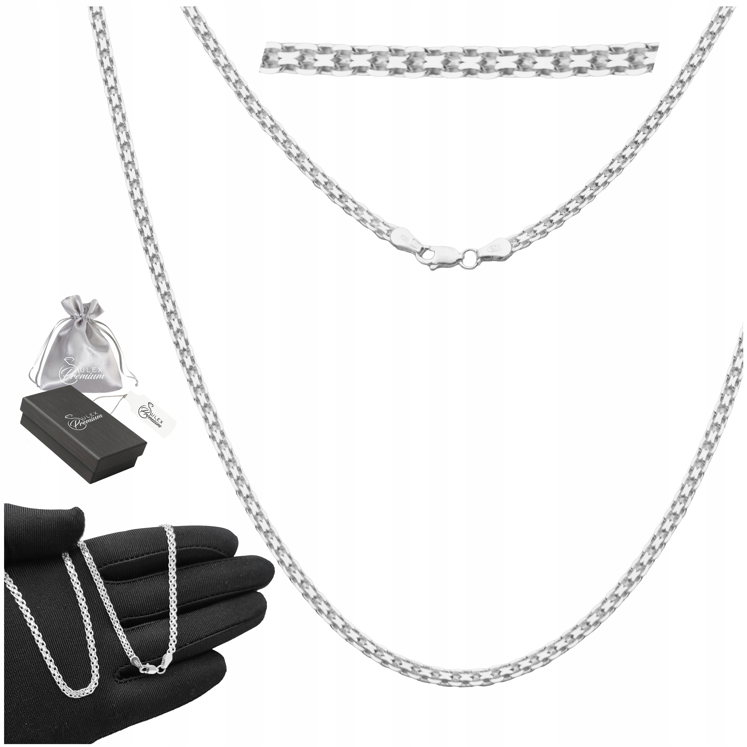 Řetízek na krk z masivního bismarcku Stříbro 925 s bismarckovou vazbou 65 cm x 3 mm