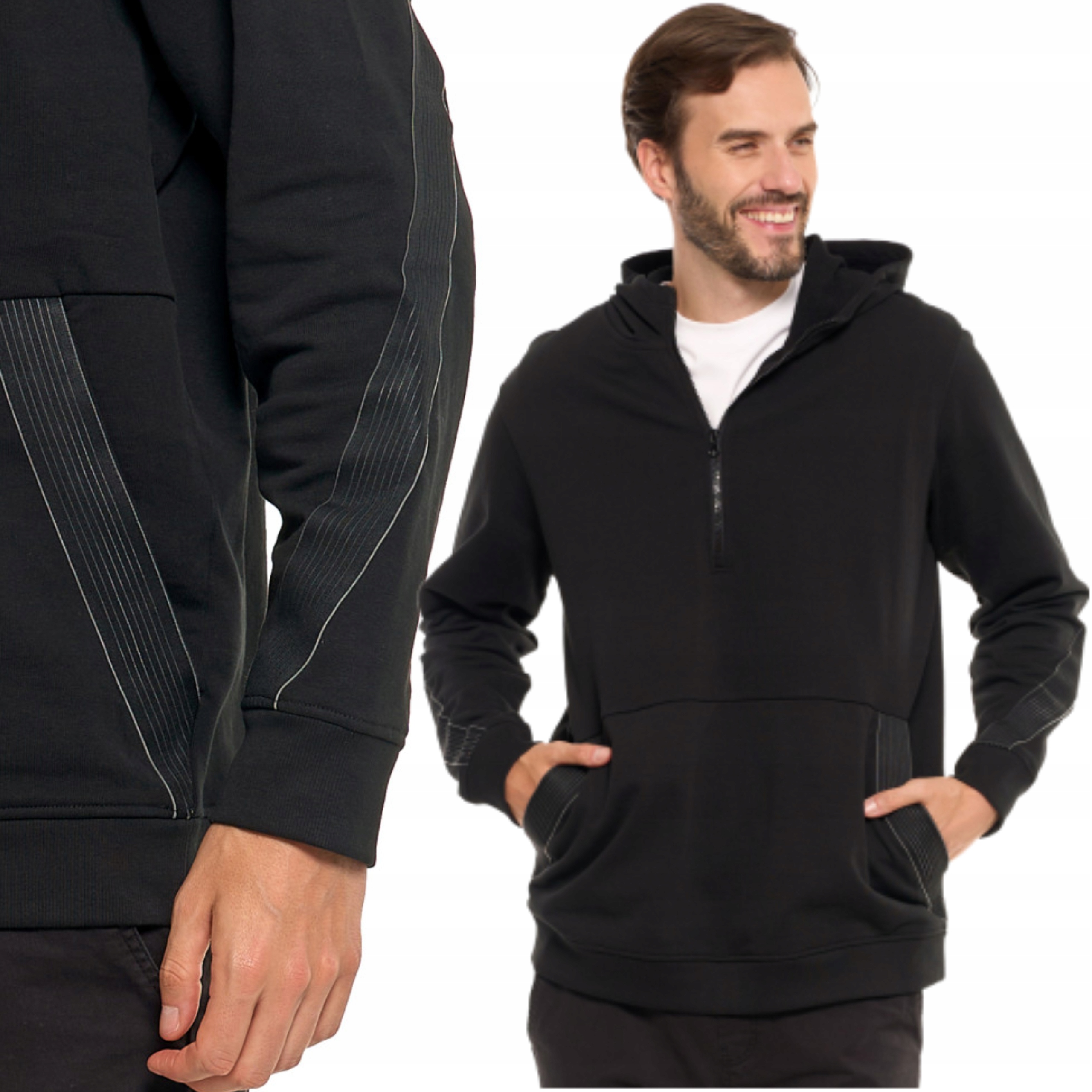 Pánská Rozepínací mikina s kapucí s kapucí na zip s kapsami Moraj M