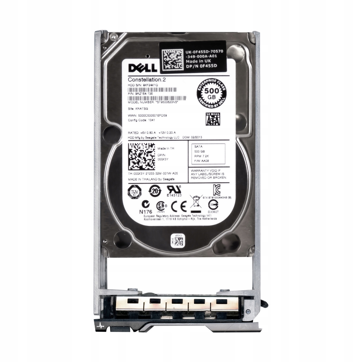 Dell 000X3Y 500GB 7.2K 64MB Sata III 2.5" ST9500620NS
