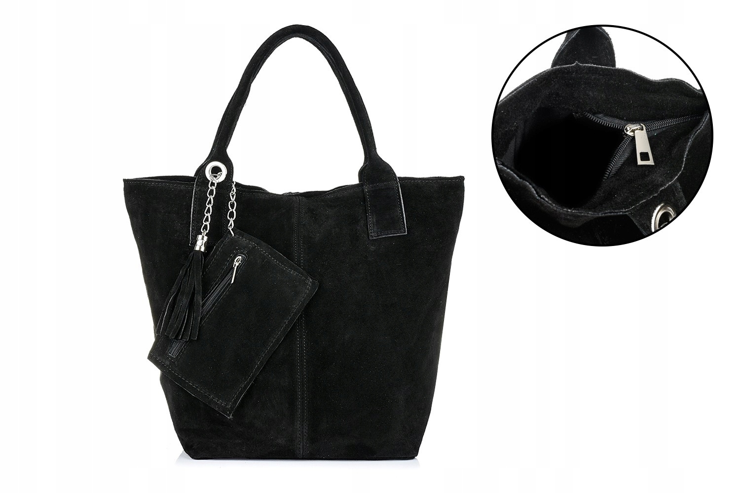 Černá dámská kabelka, velká kožená shopper taška, kabelka A4 do školy T4