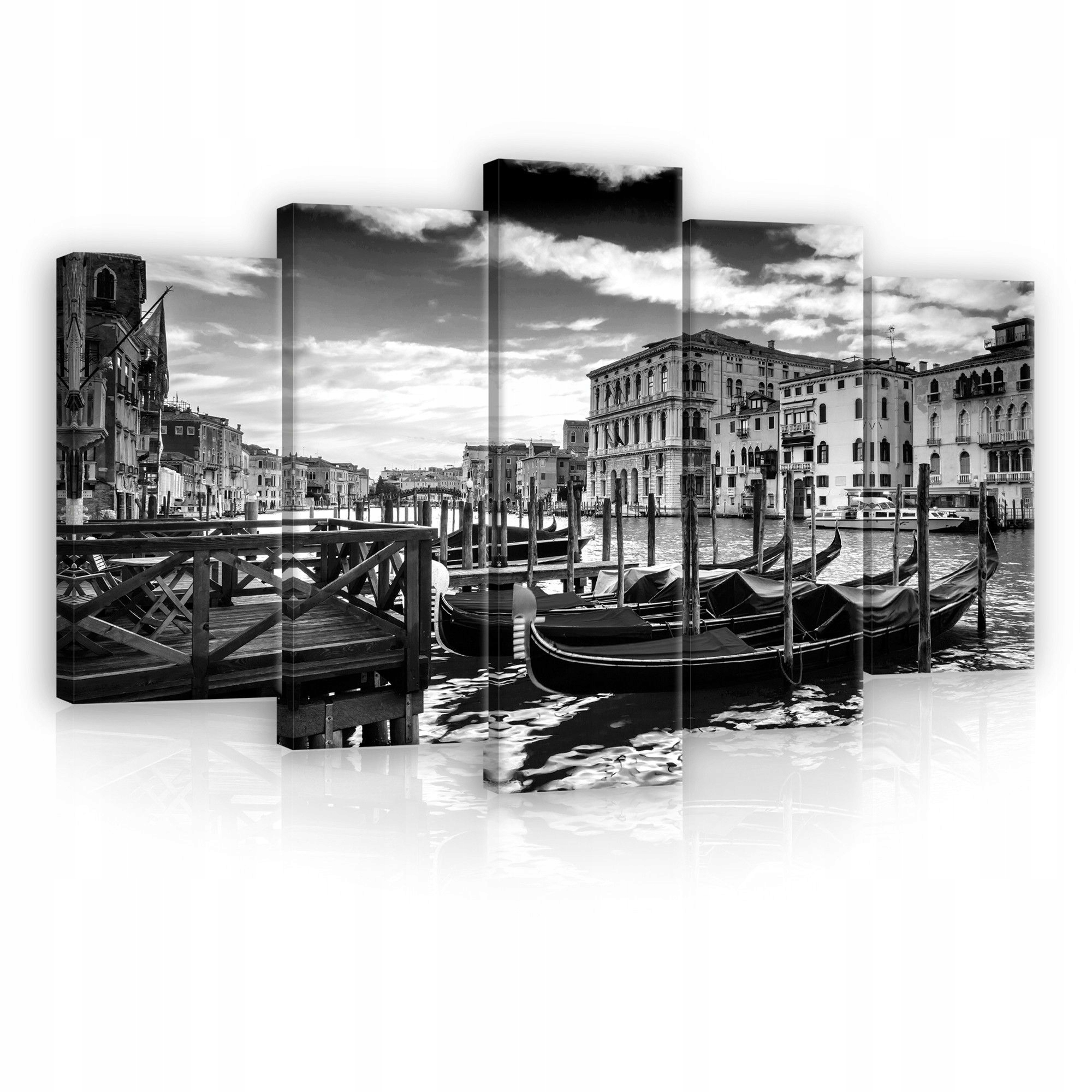 Obraz 100x60 Benátky gondoly kanál Itálie černobílé město na vodě