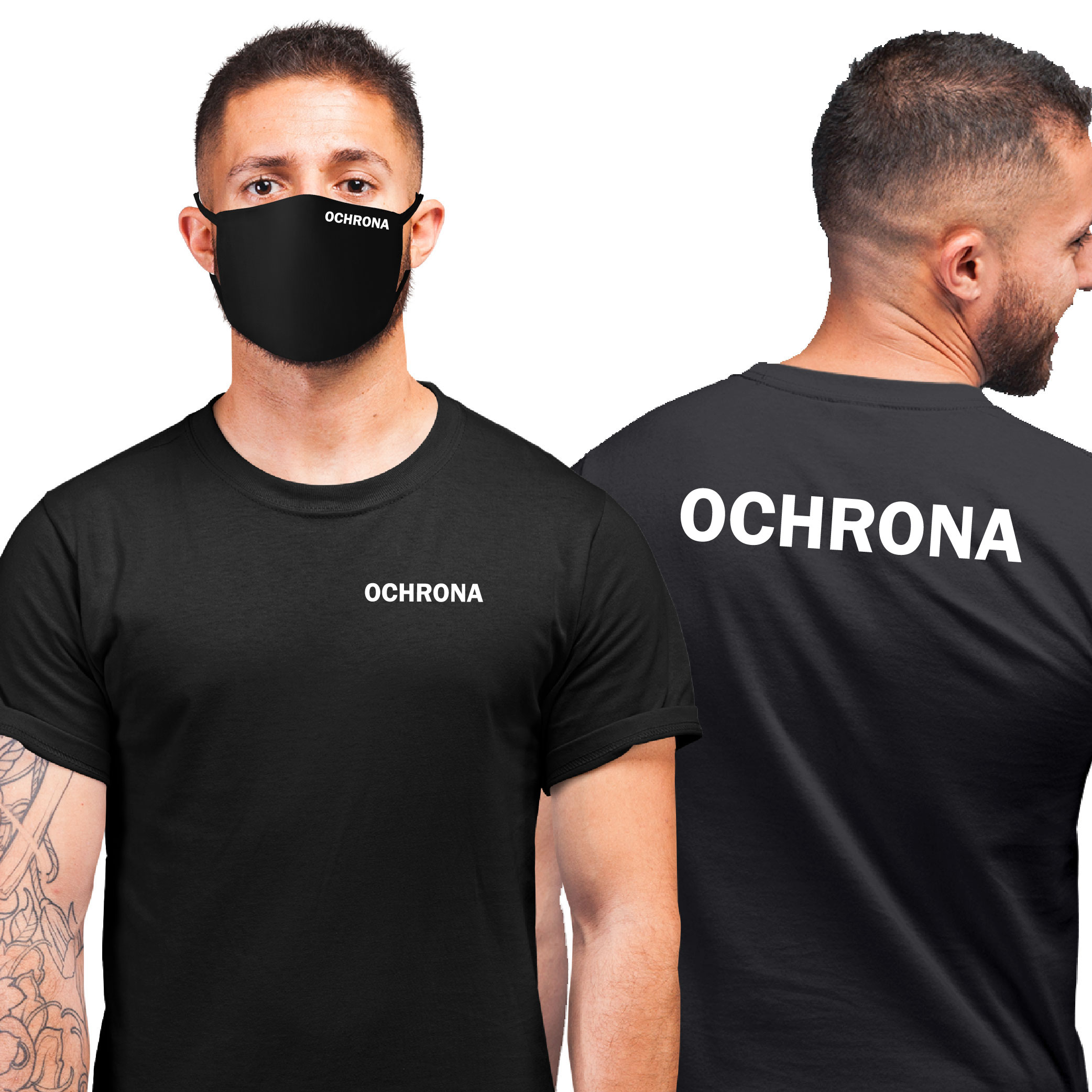 

Tshirt I Maseczka Do Pracy Dla Ochroniarza Ochrona