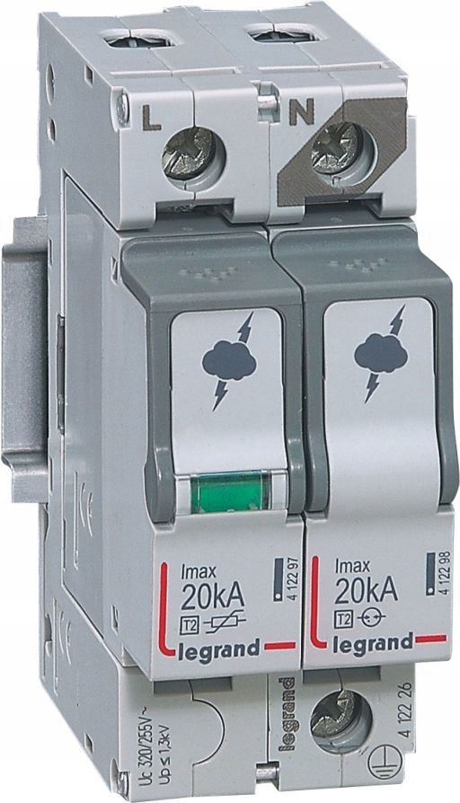 Legrand Ogranicznik przepięć C 1P+N 20kA 1,2kV On 300 412226