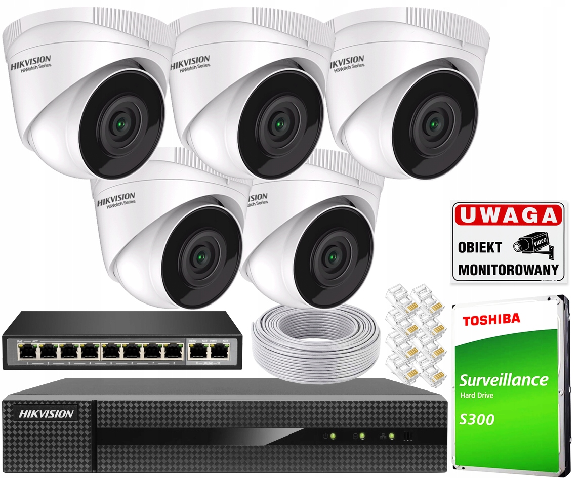 

Zestaw monitoringu Ip 5 Kamer 4Mpx Zewnętrzny PoE
