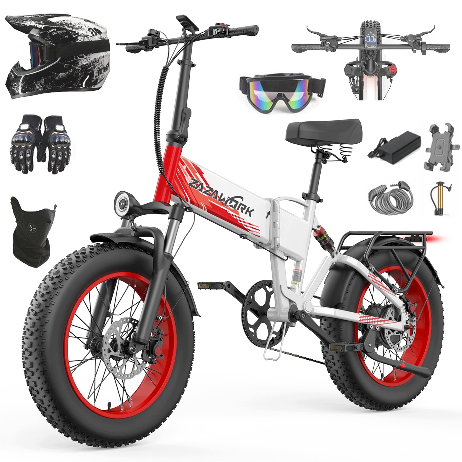 Pánské/Dámské Elektrokolo skládací 250W 25km/h 48V20AH 120KM 20" přilba