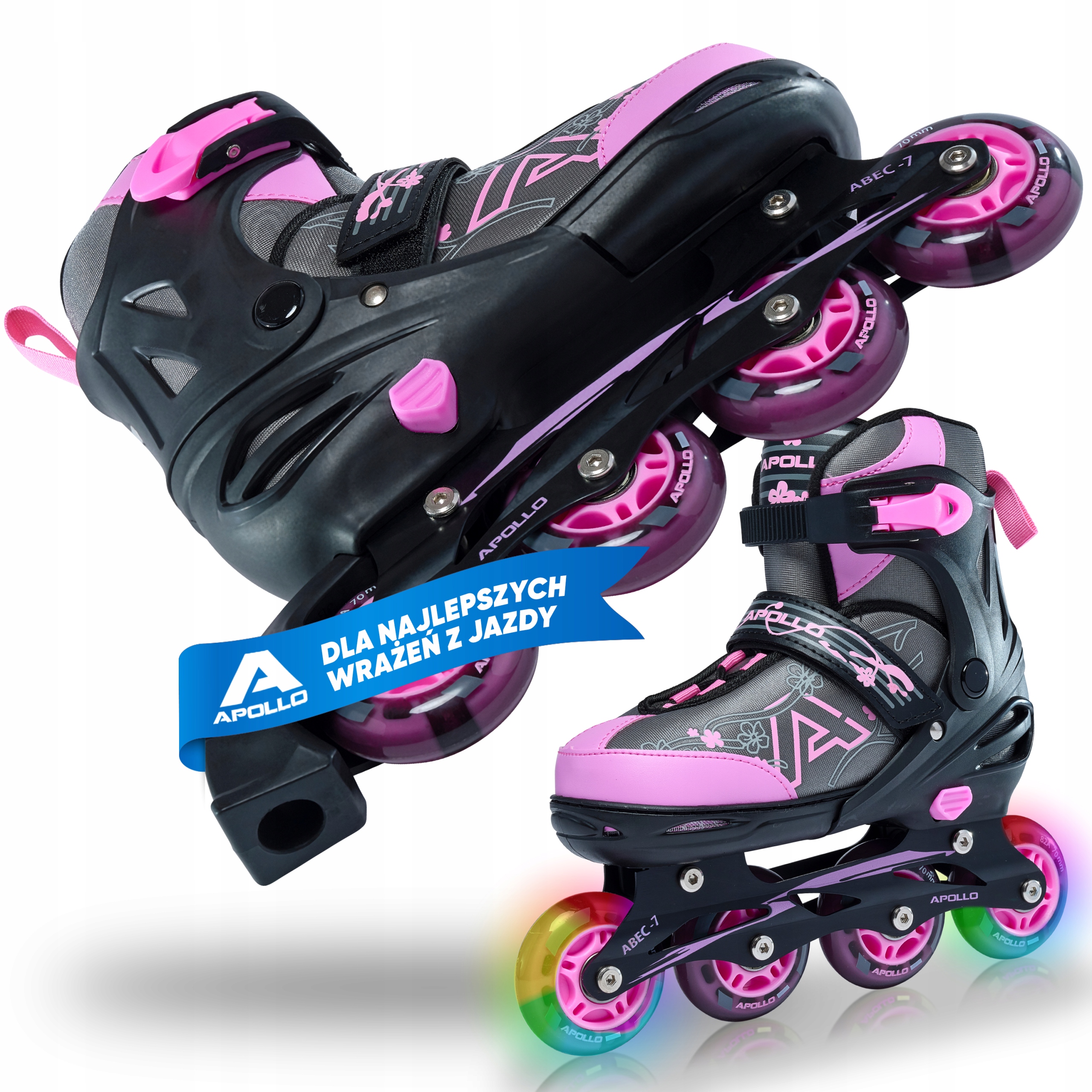 Apollo Champion Regulowane Rolki Inline - Różowe - L