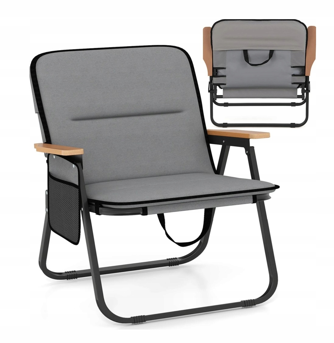 Krzesło turystyczne ogrodowe z oparciem składane Zestaw 2 szt