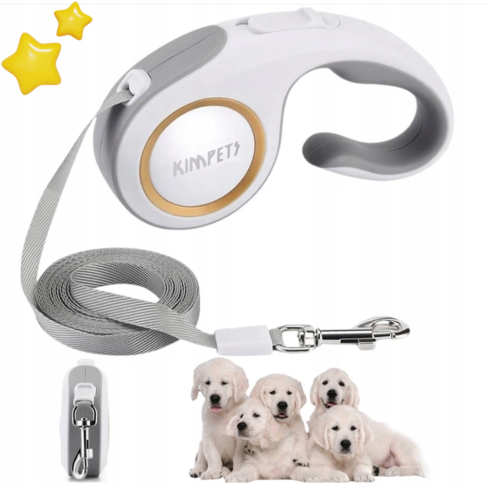 Levně Vodítko Bílá Pro Velkého Psa 5M Automat Srolovací Zámek Silná Trvanlivá