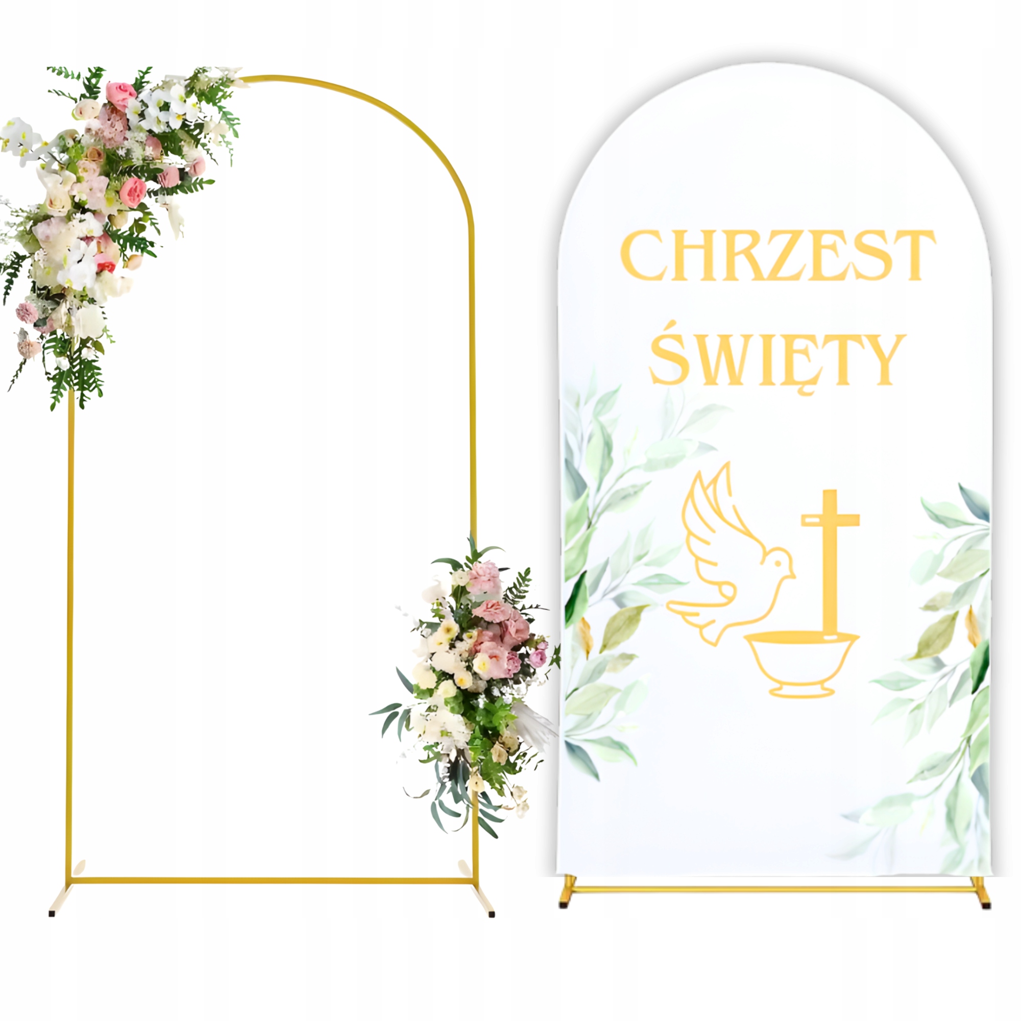 Sada Stojan Na Balónky Rám 2 M Zlatý Obal Bílý Křest Svatý