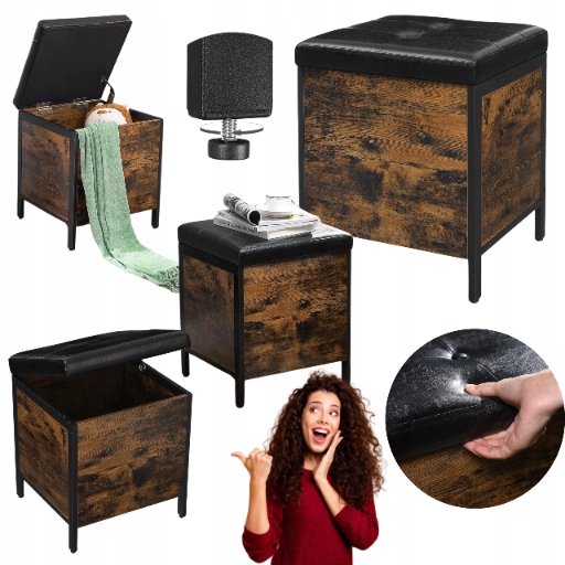 Pufa Box Čalúnené sedadlo s úložným priestorom a krytom Stolík do obývačky