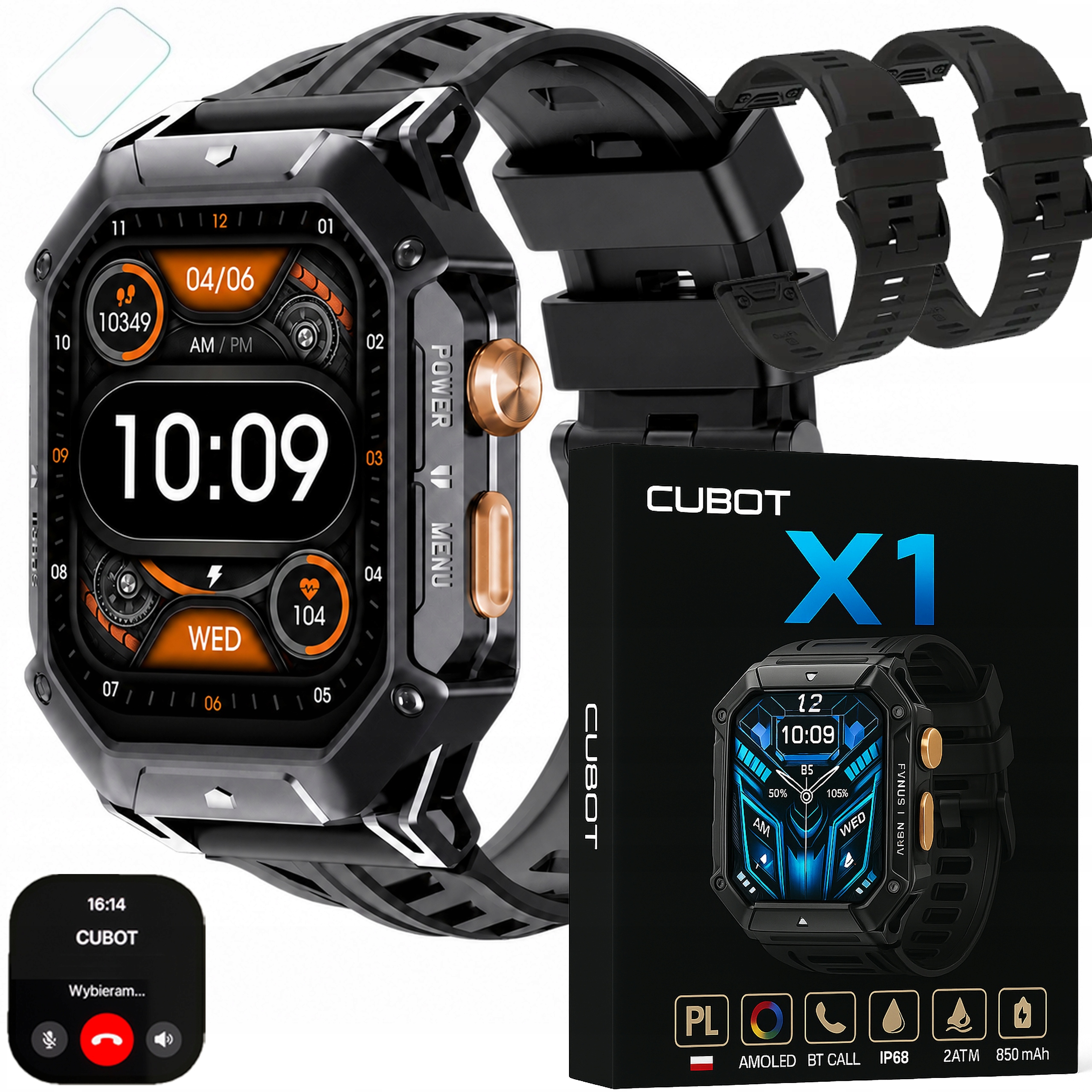 Smartwatch Zegarek Męski X1 Amoled Rozmowy Pancerny Wodoodporny Menu Pl