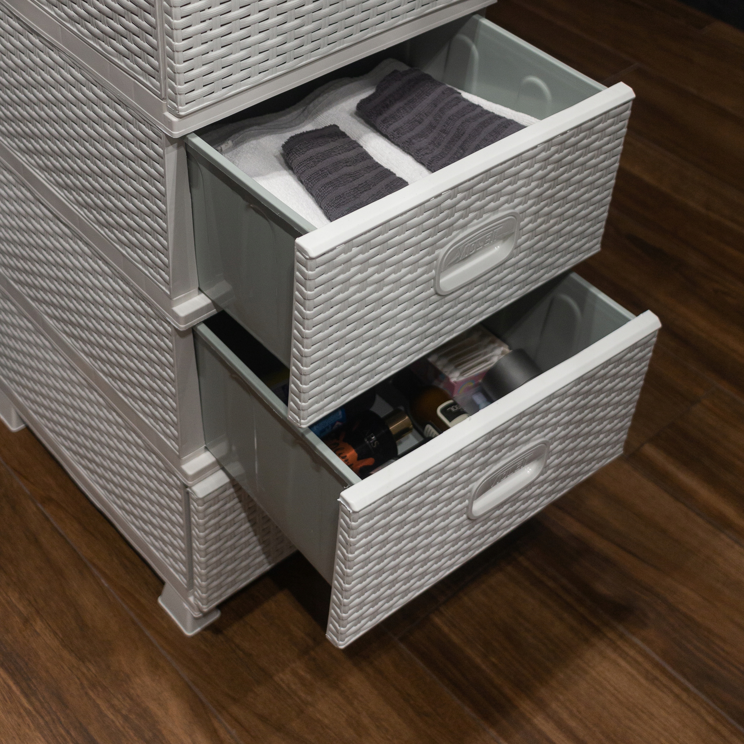 KOMODA PLASTIKOWA 4 SZUFLADY BIAŁA 38x45x90 cm RATTAN REGAŁ Kod producenta KAS0357/2A