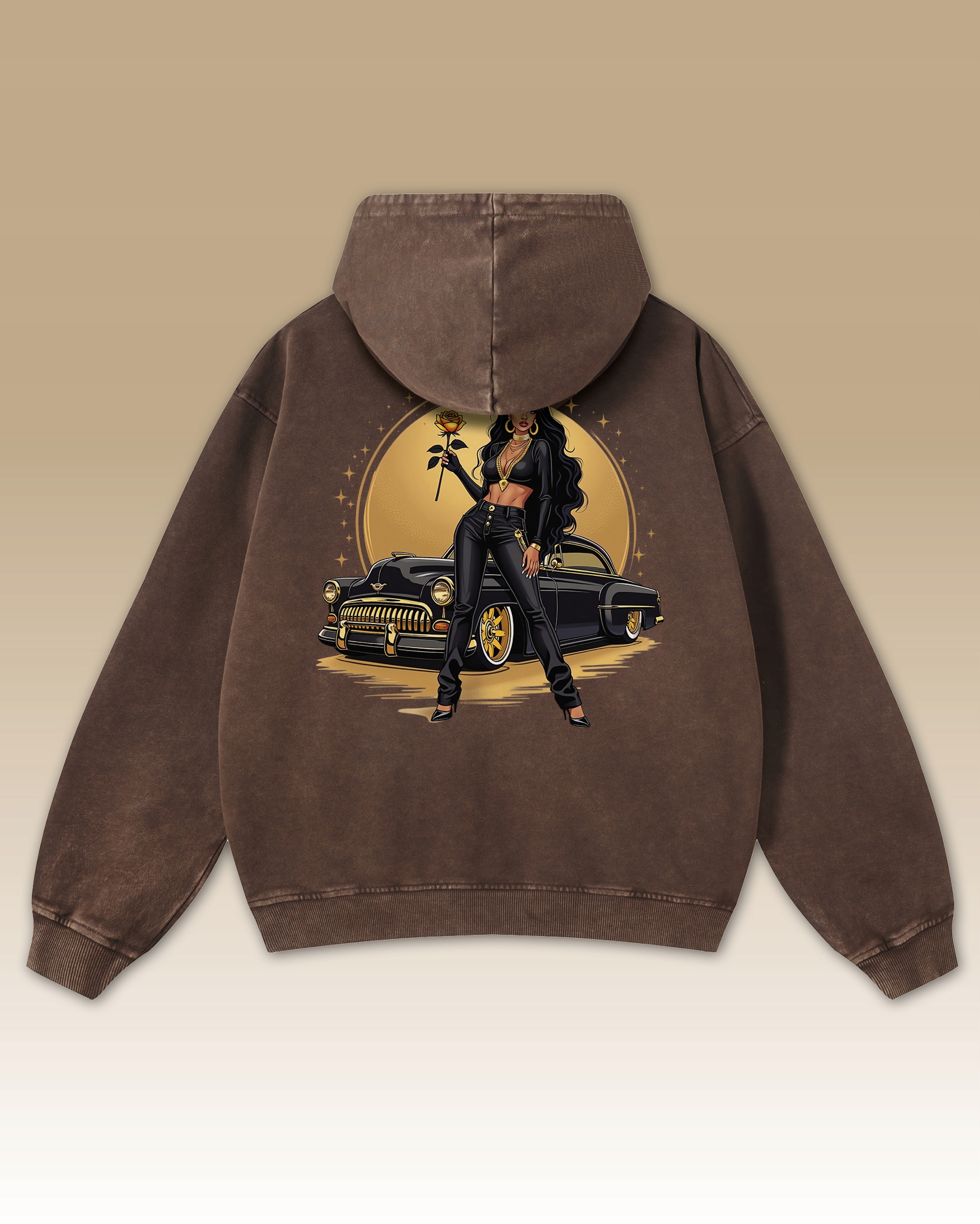 Oversize mikina s kapucí Woman, Veterán, Hnědá, XXL