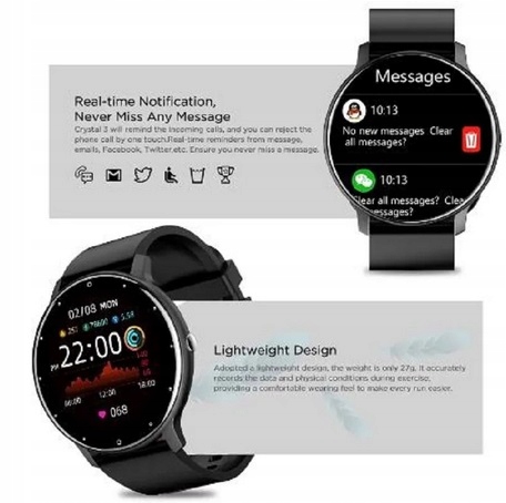 SMARTWATCH zegarek SMARTBAND Pulsometr Krokomierz AMOLED Wodoszczelność 50m = WR50
