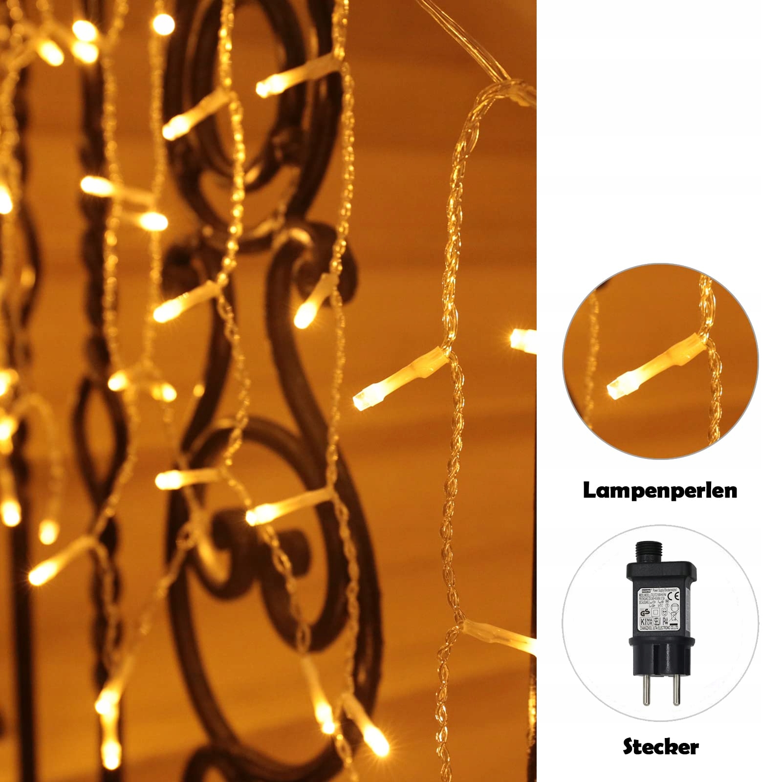 INTERGO KURTYNA GRILANDA ŚWIETLNA ZEWNĘTRZNA LAMPKI WODOODPORNE 10M 400 LED — miniatura 6
