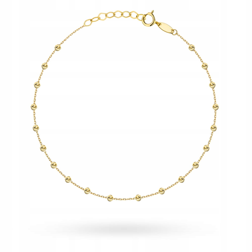 Zlatý náramek 585 Diamantové kuličky 19 Cm kuličkový 1.46 g lesklý