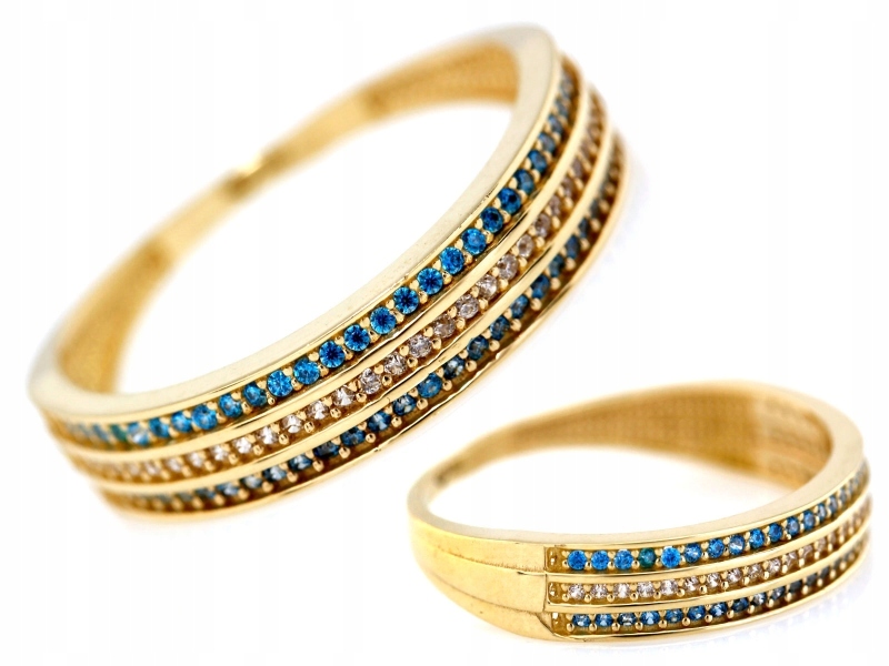 Prstýnek 585 14kt s modrými zirkony 1.87g r15 jako dárek