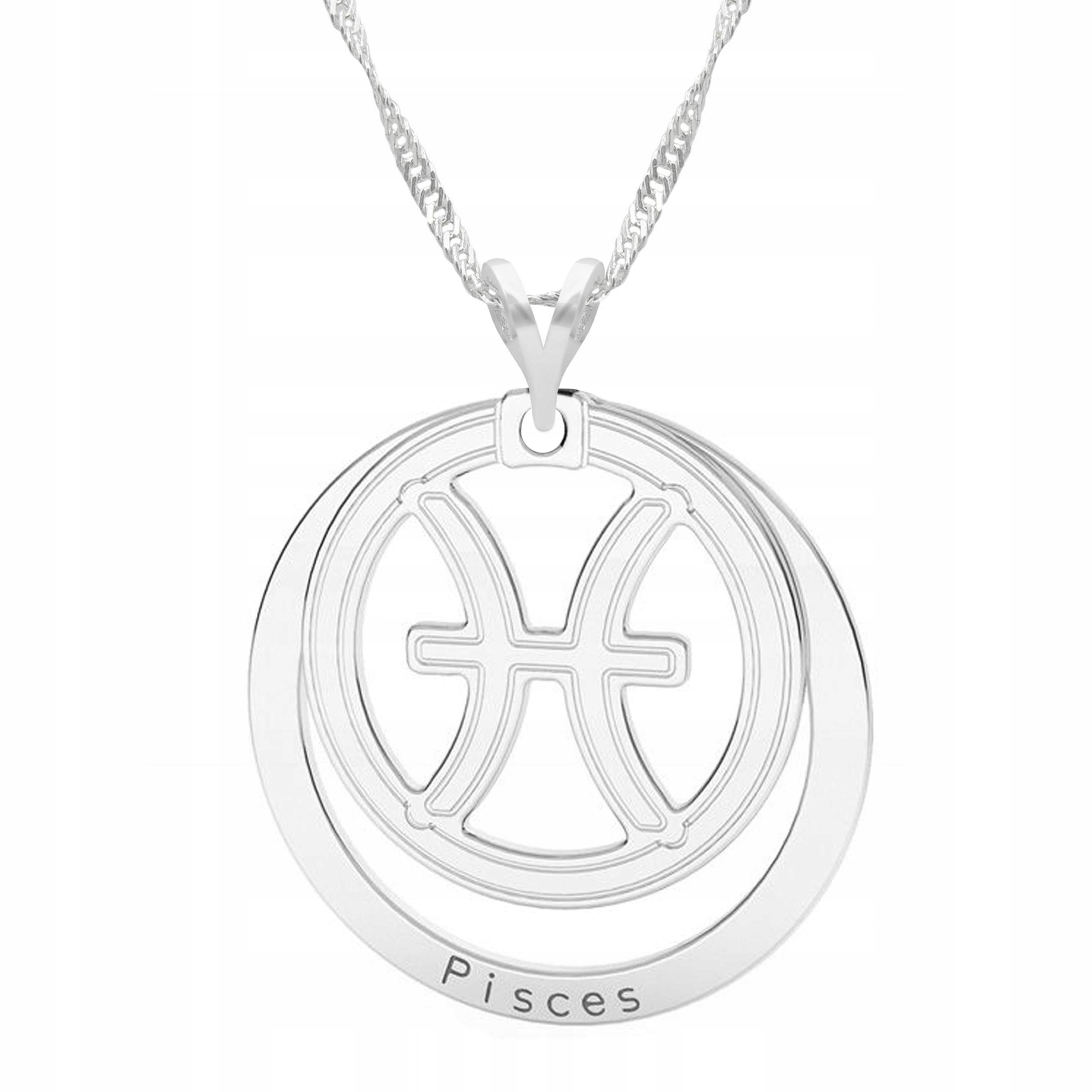 Stříbrný náhrdelník s rybami Pisces Znamení zvěrokruhu Ryby pro ryby Stříbro 925