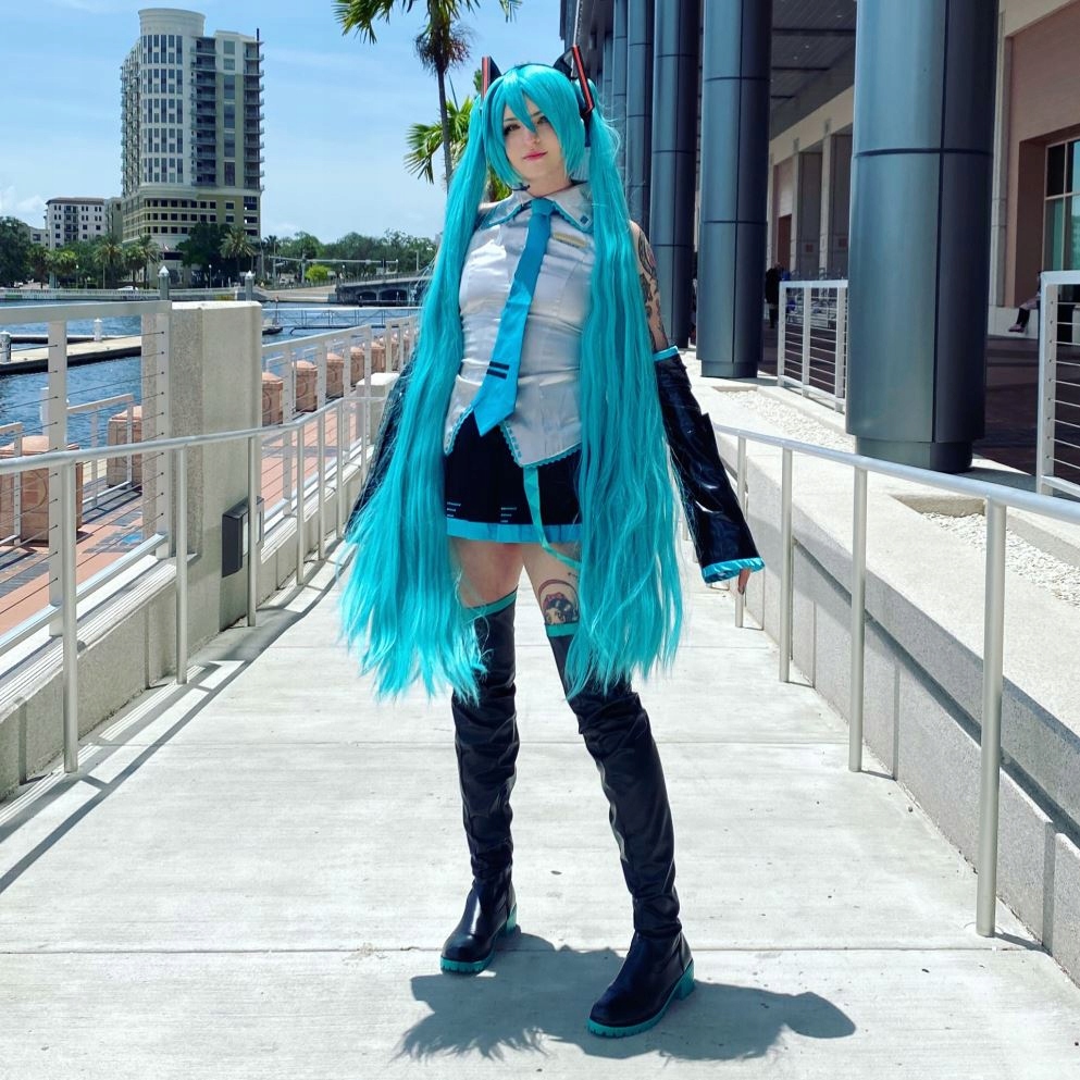 Peruka włosy 110 cm cosplay hatsune miku vocaloid anime manga czepek morski Fryzura włosy długie