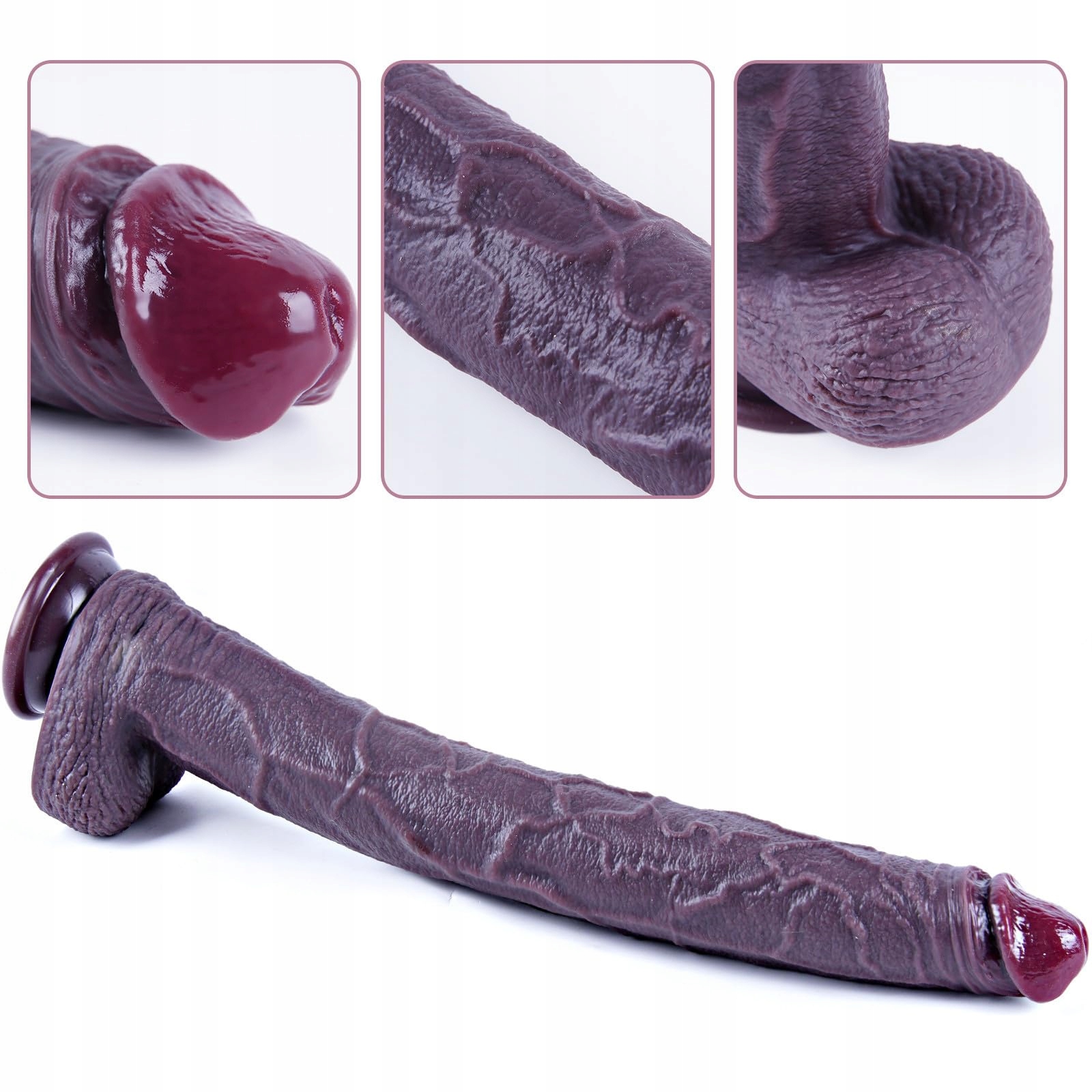 XXXL Realistyczny Czarny Dildo 42cm z Przyssawką dla Kobiet i Mężczyzn — miniatura 2