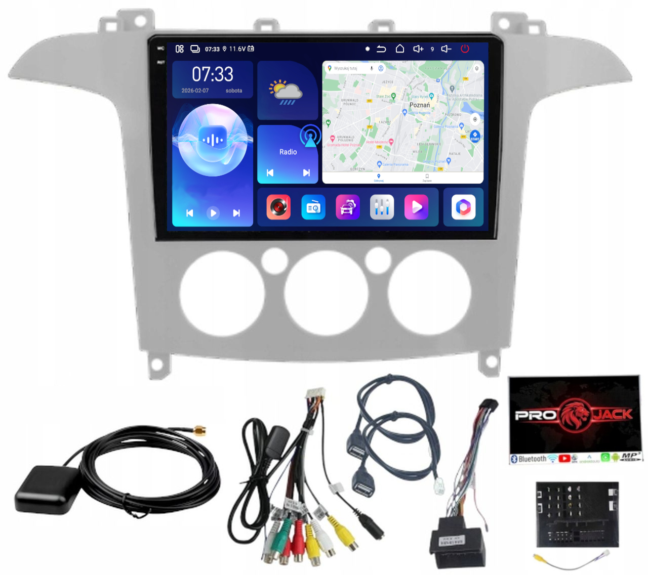 Autorádio S Navigací Carplay Gps Android Ford S-max Galaxy Wifi 6GB Ram 128GB Paměť Sim