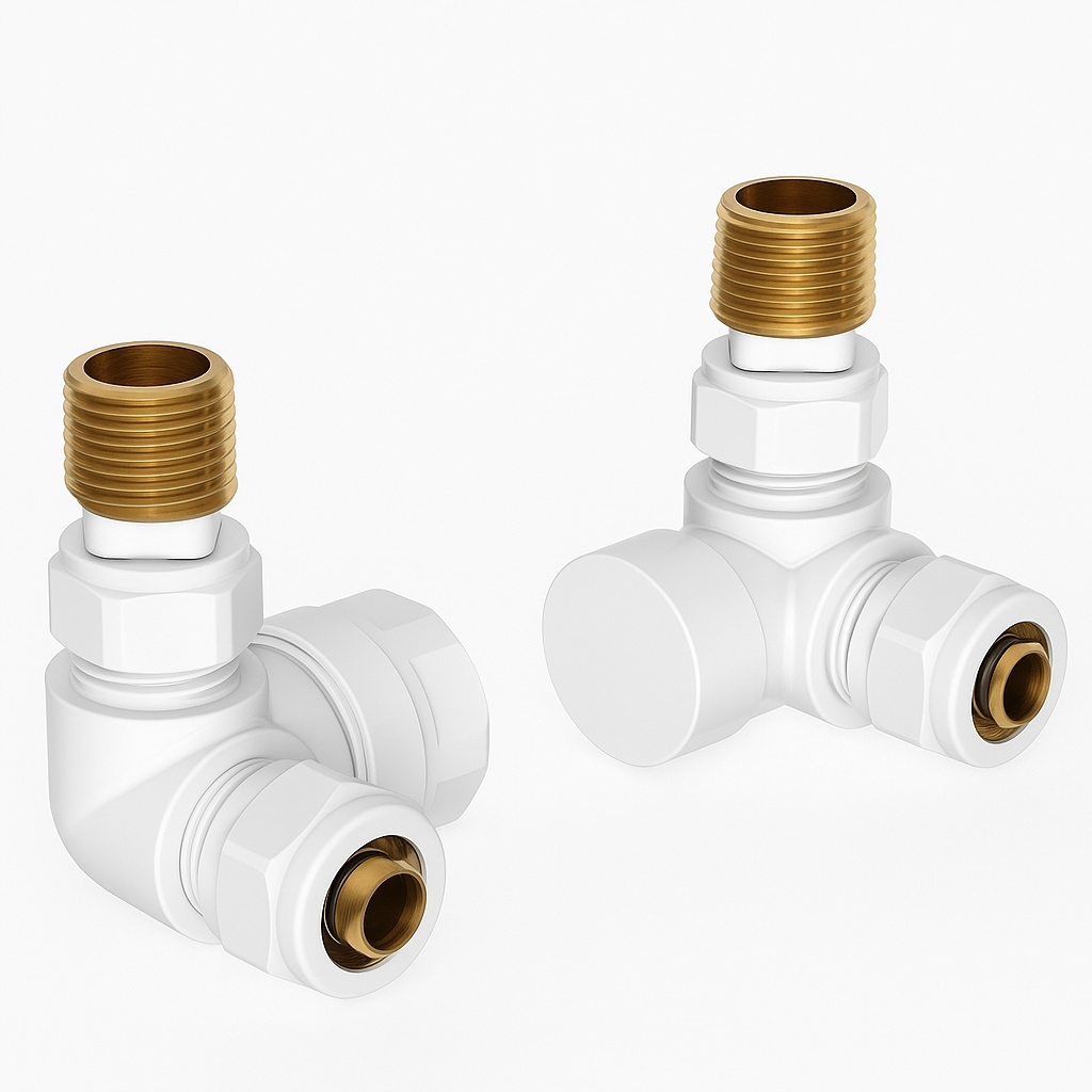 Arceno Zestaw Zaworów Osiowych Do Grzejnika Łazienkowego Biały Mat