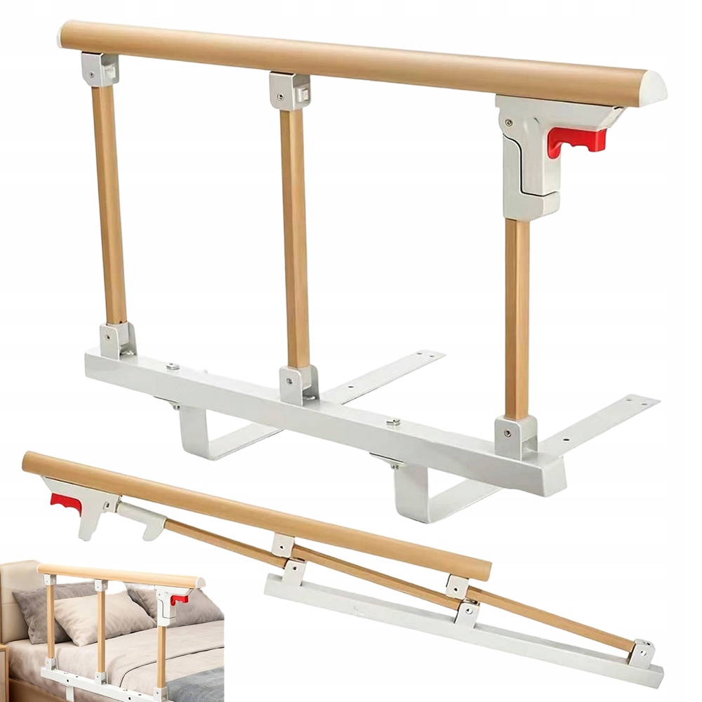 Uchwyt Do Łóżka Dla Seniorów 68CM Aluminiowa Barierka Składana 180KG