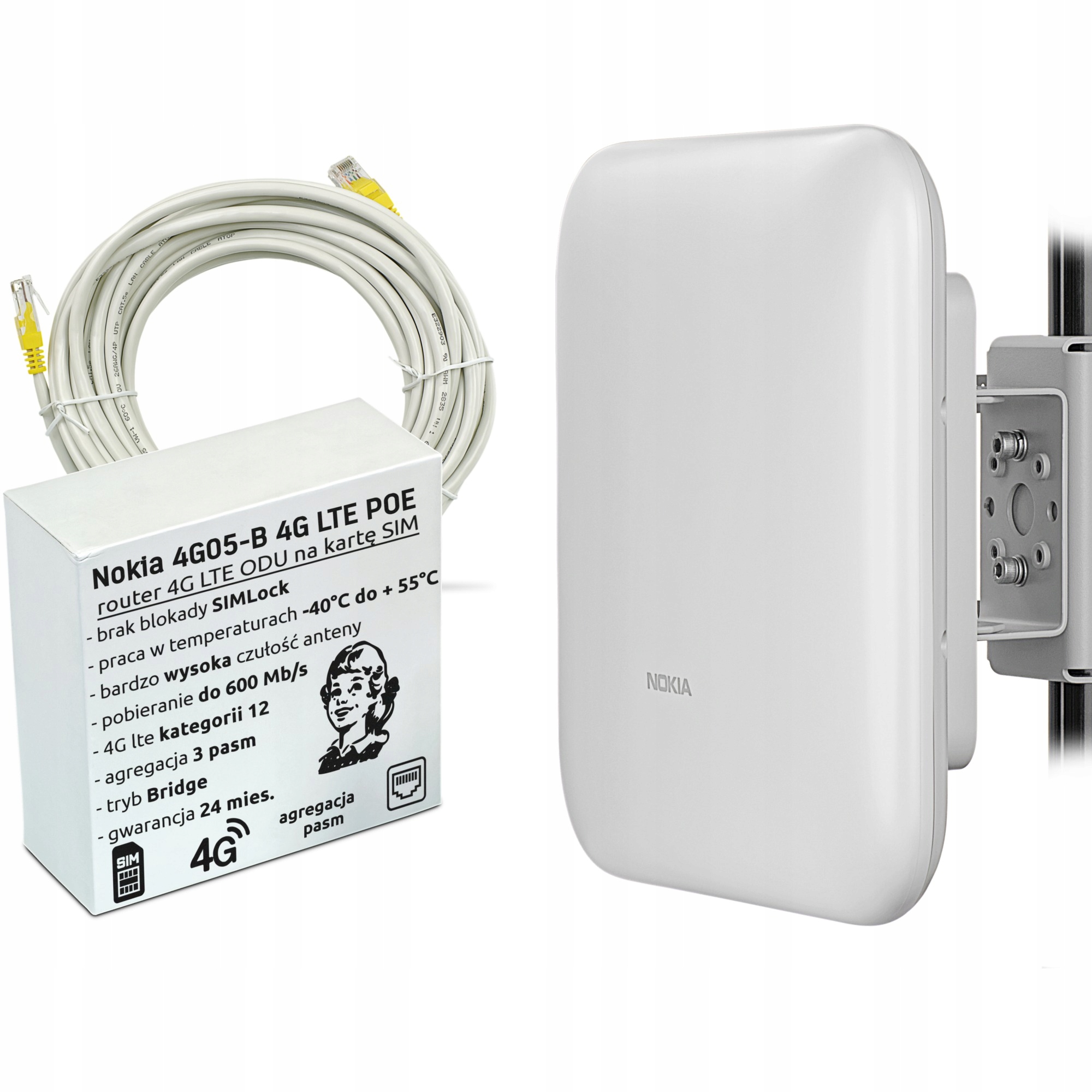 Domácí Modem Router Sim karta 4G Lte s agregací 3 pásem až 600 Mb/s Odu