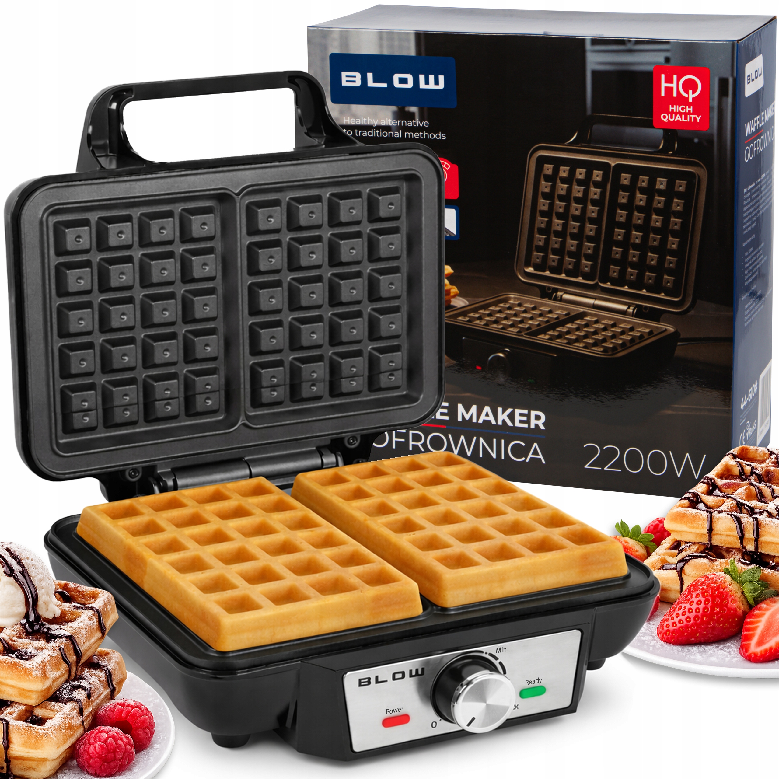 Vaflovač Na 2 Velké Křupavé Vafle Regulace Teploty XXL Výkonný 2200 W