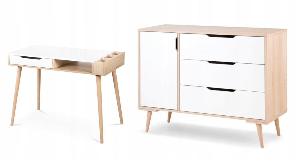 KLUPŚ ZESTAW NOWOCZESNA KOMODA FUNKCJONALNE BIURKO