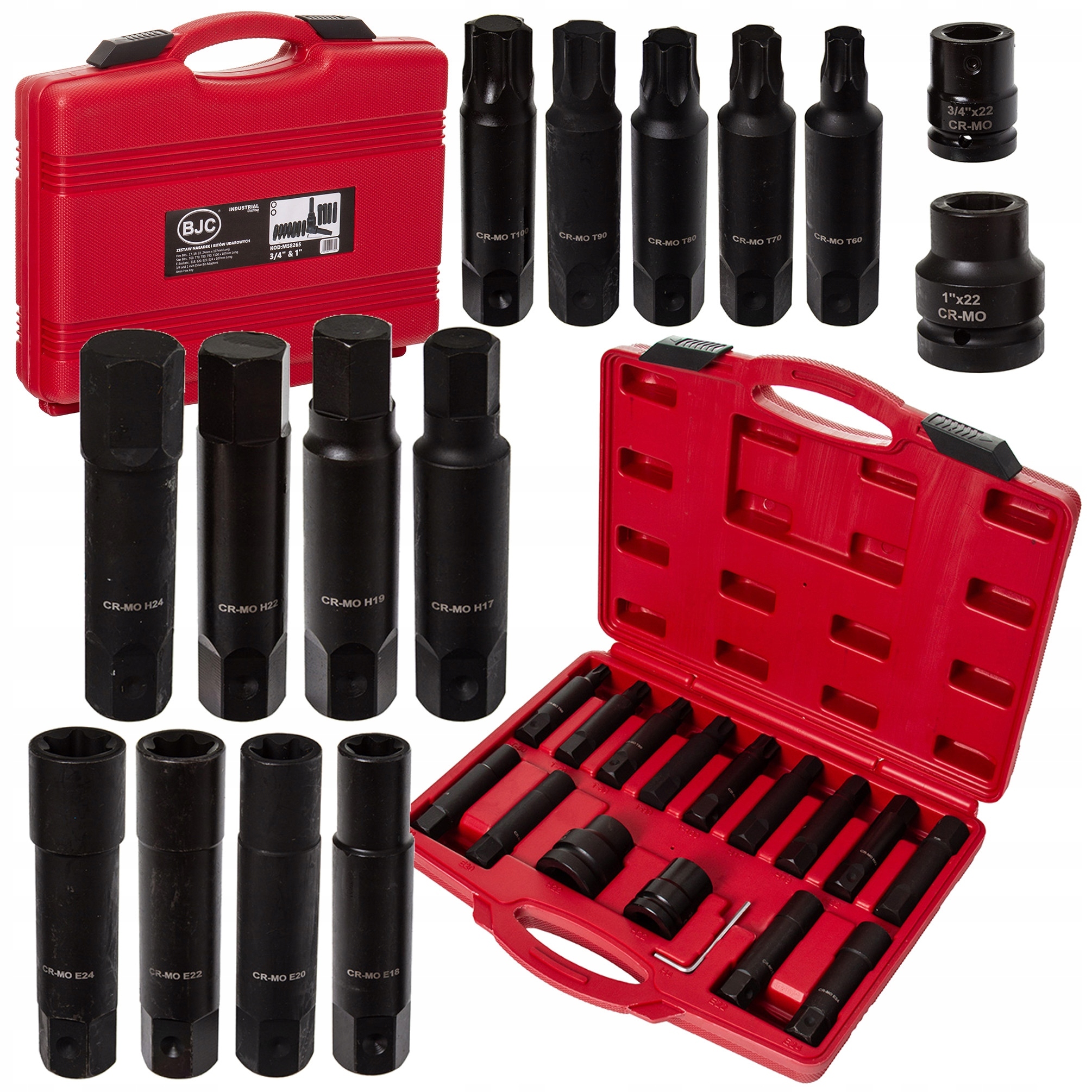 Sada Nástavcov Na Udarové Bity Kľúče Imbus Torx Hex 3/4" 1" 16ks