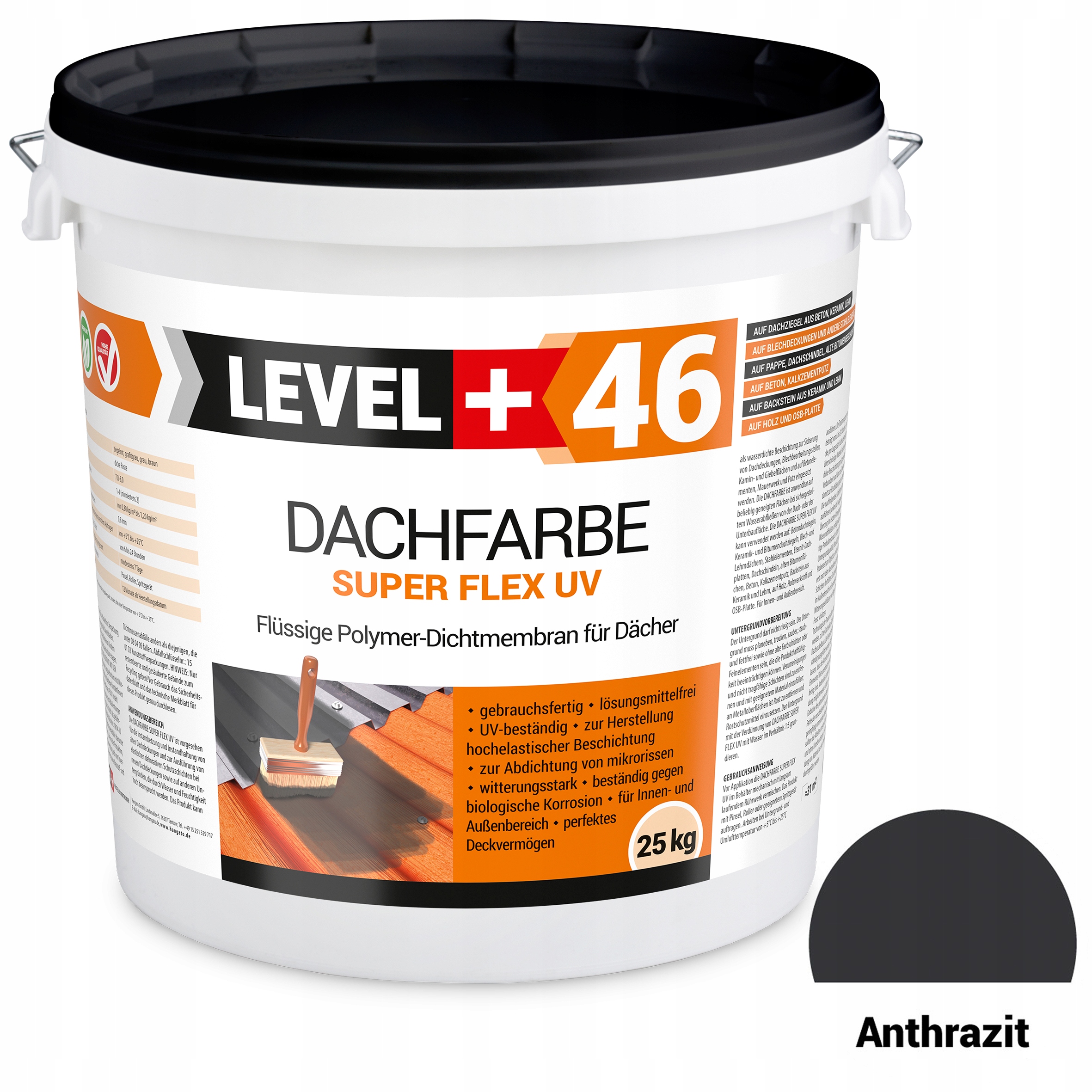 

Farba dachowa płynna folia antracyt 25kg Level+46