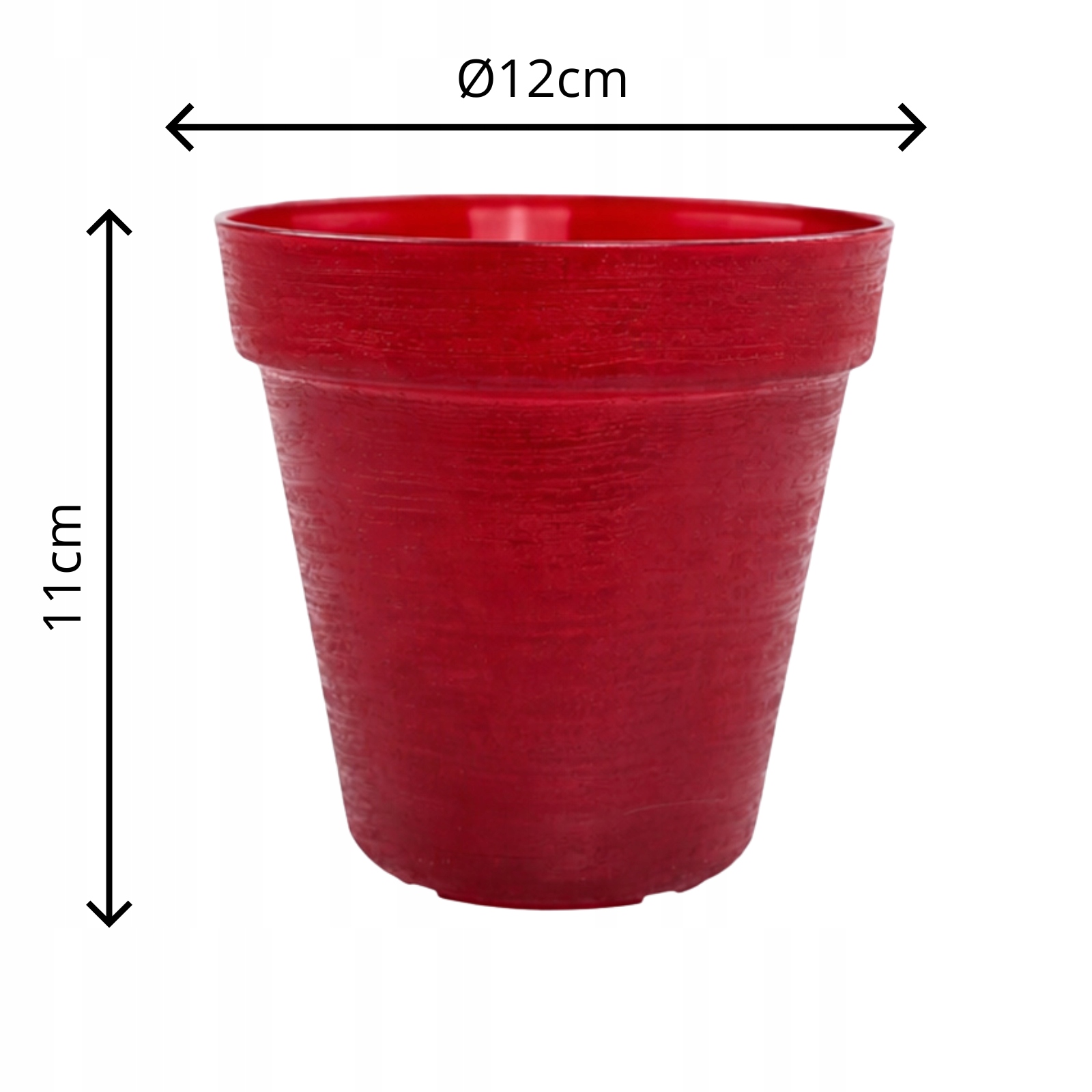 10 X Doniczka w Stylu LOFT 12 cm, Eko, UV Odporna, Czerwony Transparentny